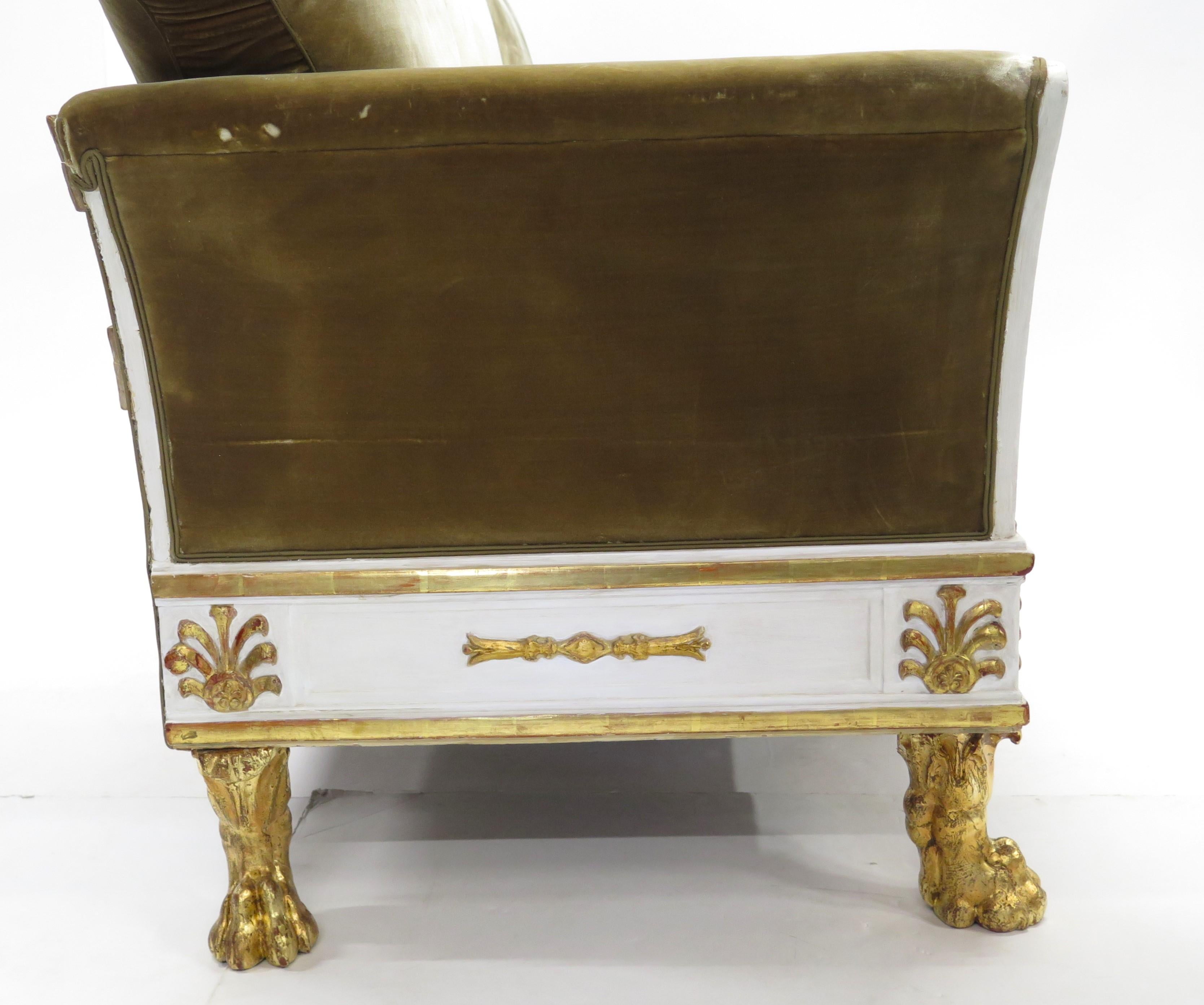 Schöne spät englische Regency-Farbe und vergoldetes, teilweise vergoldetes Settee im Angebot 1