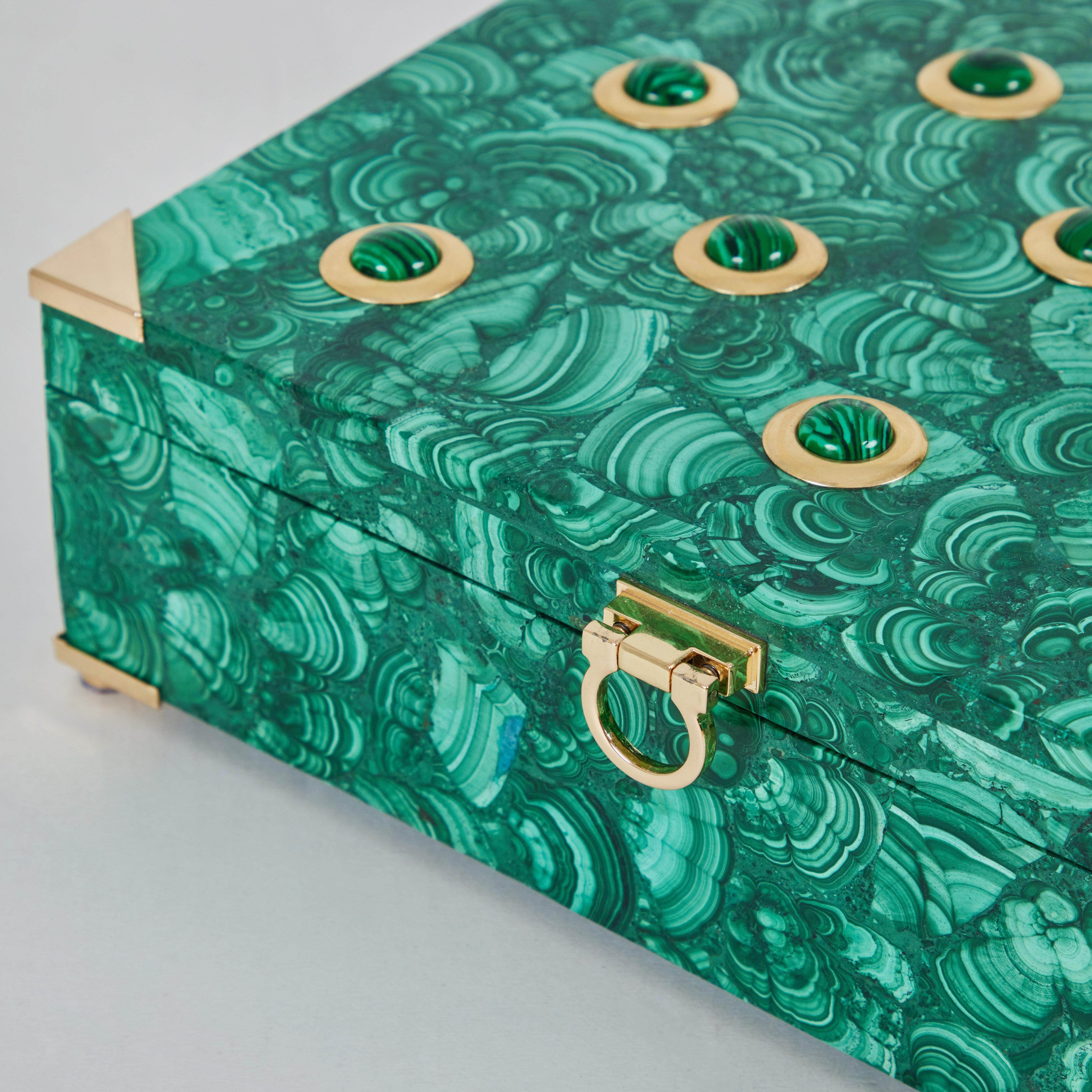 Italian A Beautiful Malachite Box with Brass Details