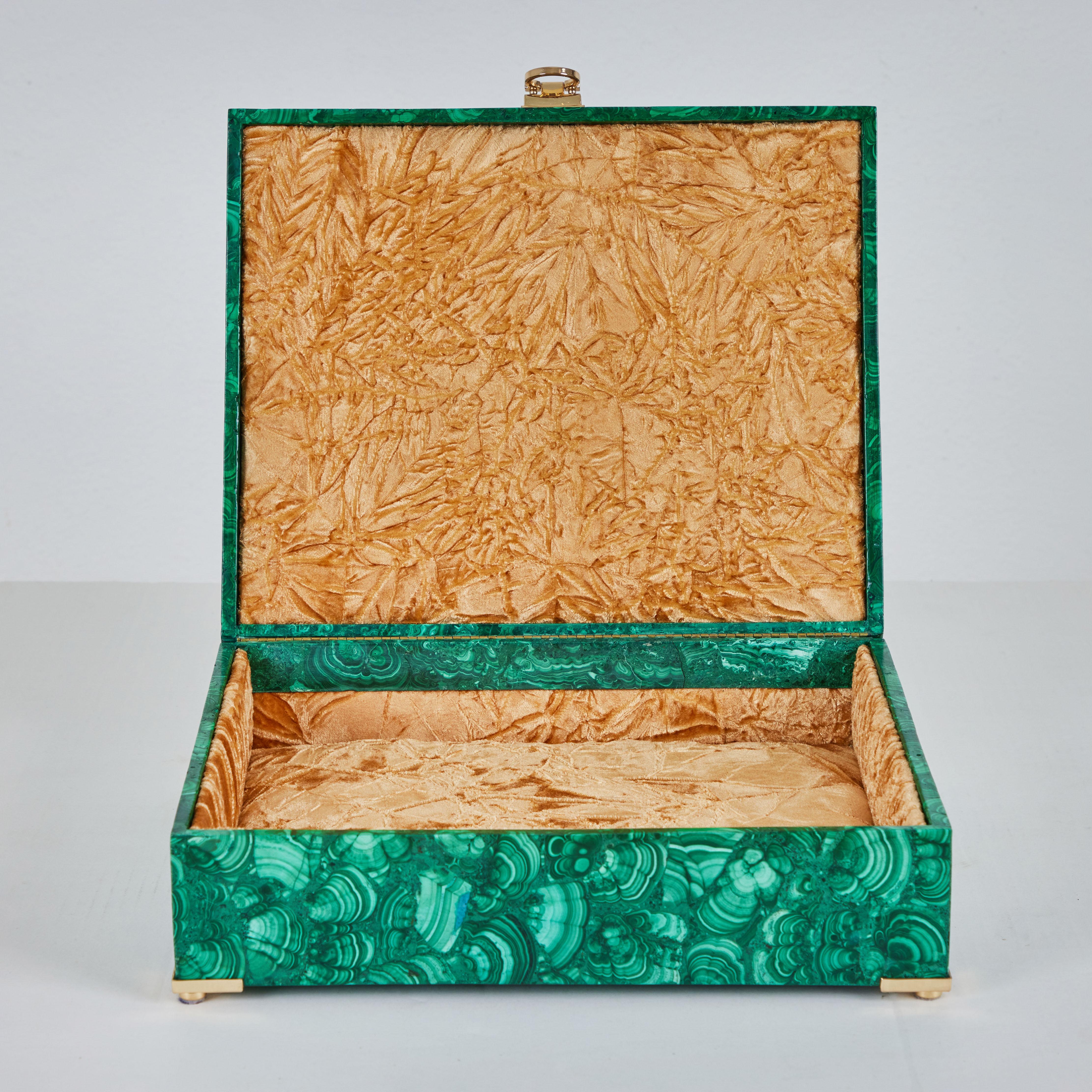 A Beautiful Malachite Box with Brass Details 1