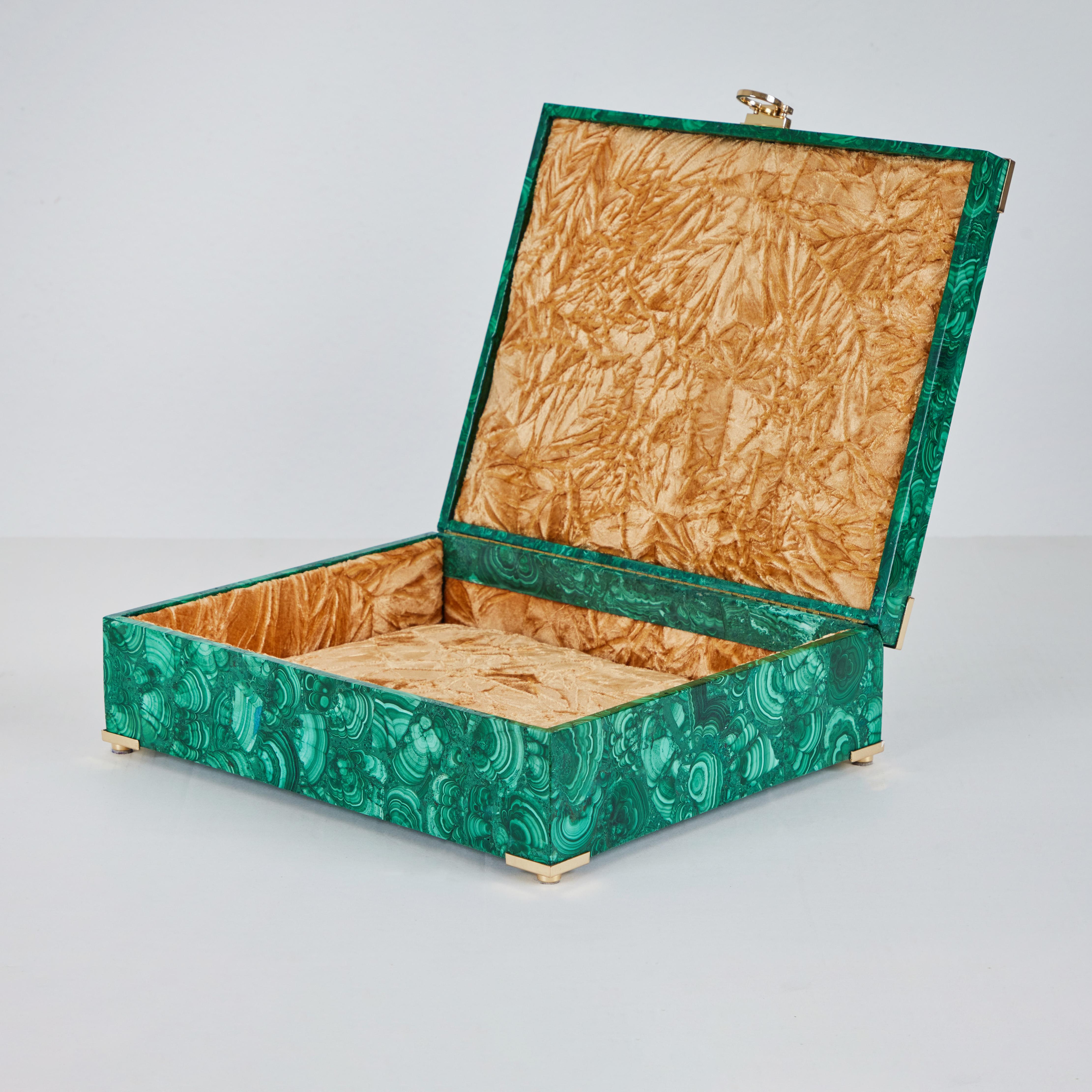 A Beautiful Malachite Box with Brass Details 2