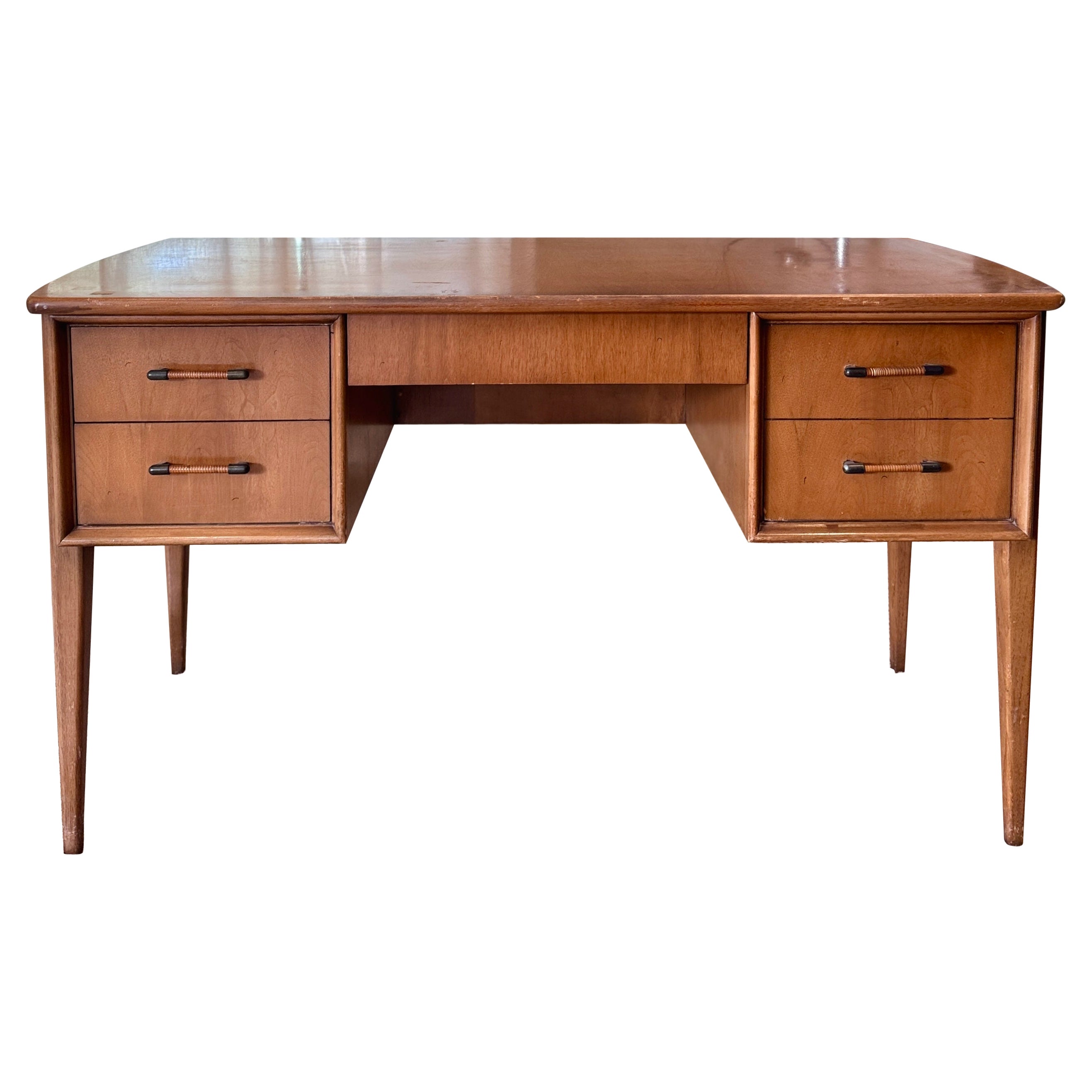 A beautiful mid century modern light walnut mid century modern desk, circa 1960s