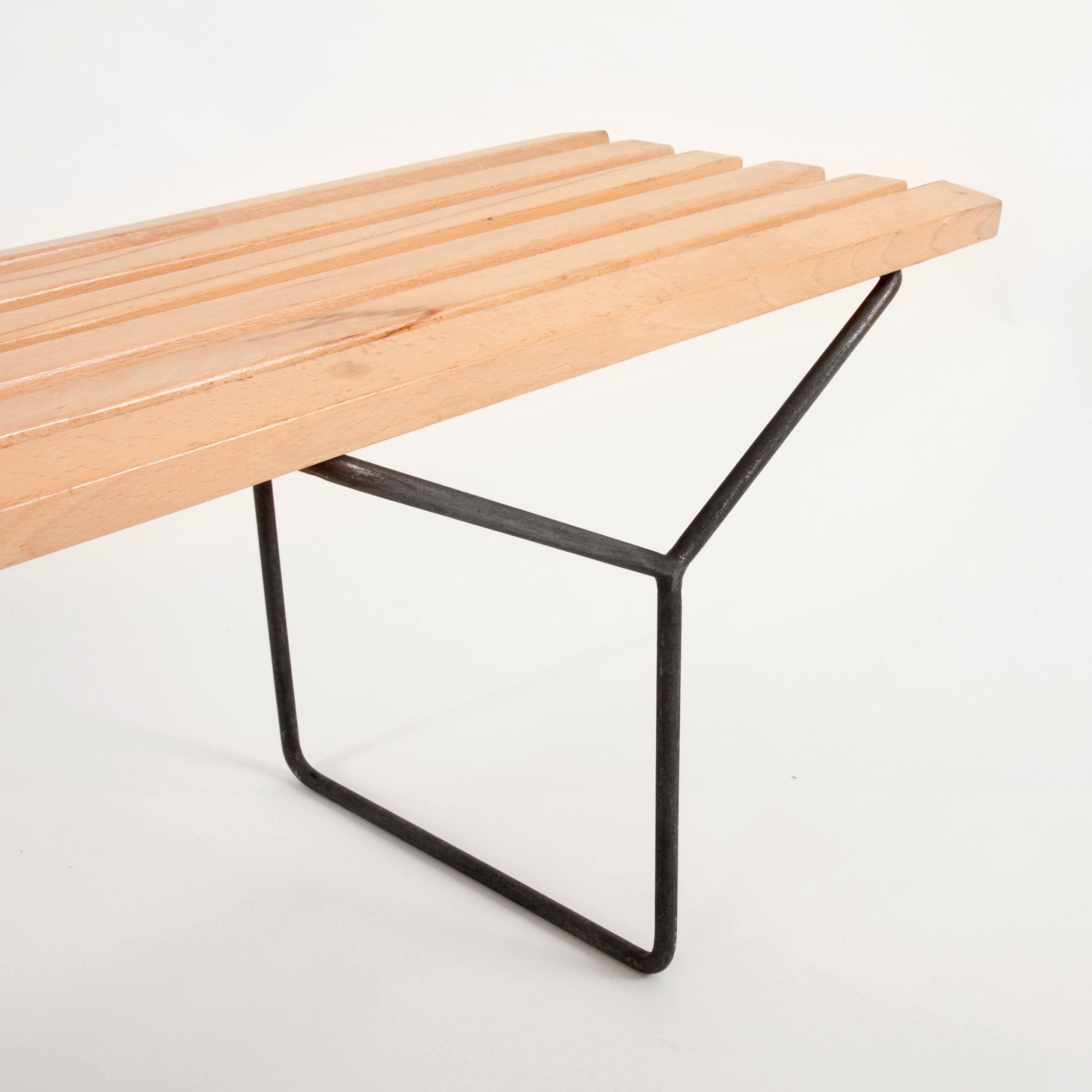 Iron Beautiful Midcentury Slat Bench by Harry Bertoia for Knoll, USA, 1950s For Sale