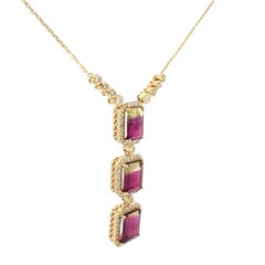 A beautiful natural watermelon tourmaline and diamond necklace