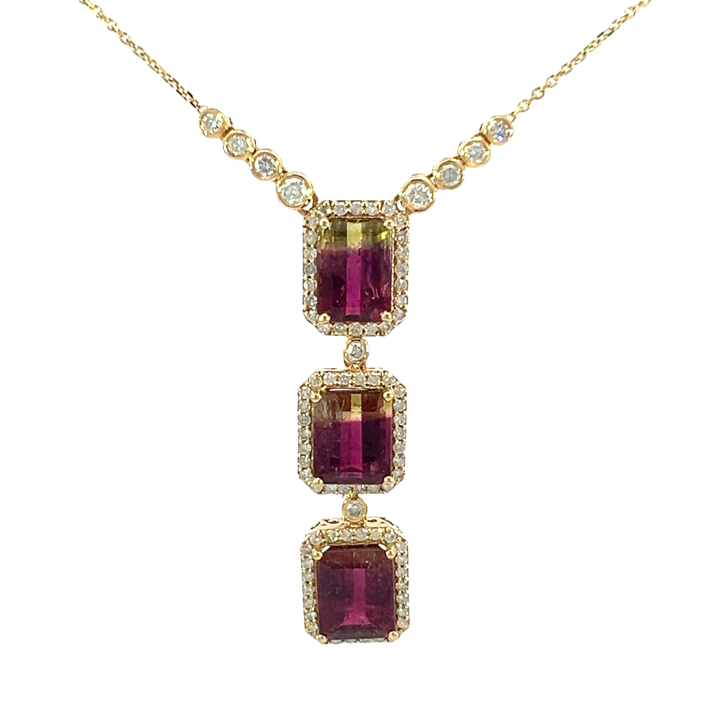 Un precioso collar de turmalina sandía natural y diamantes en Nuevo estado para la venta en New York, NY