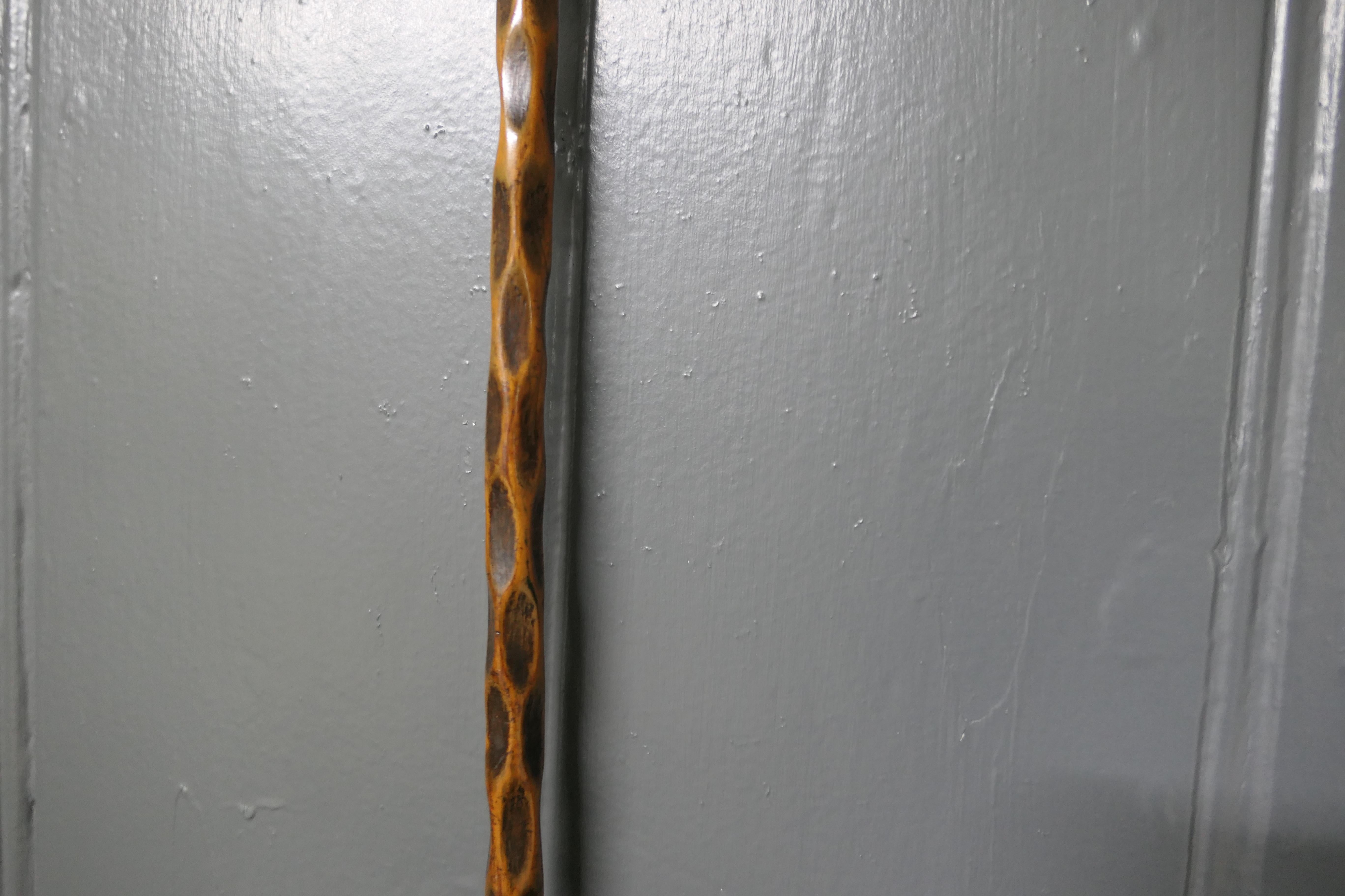 Arts and Crafts Beautiful Natural Wood Zig Zag Shaft Walking Cane For Sale