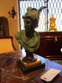Beautiful Pair of 19th Century Bronze Busts of Apollo and Mercury on Bases