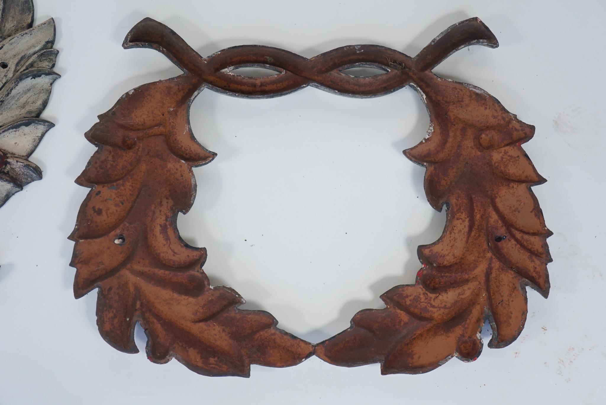 Beautiful Pair of Architectural, Cast Iron Laurel Wreaths 'PAIR' For Sale 3