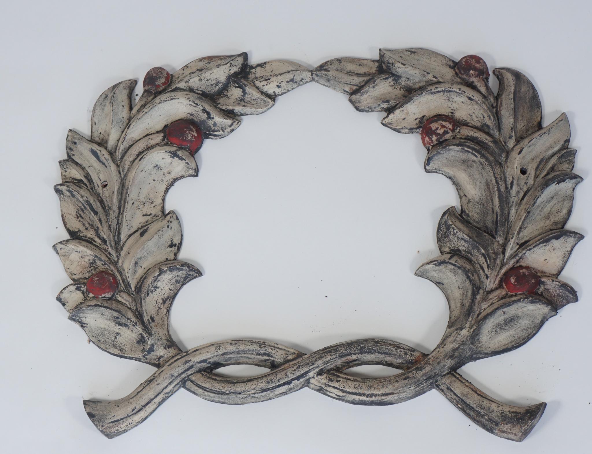 American Classical Beautiful Pair of Architectural, Cast Iron Laurel Wreaths 'PAIR' For Sale