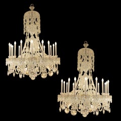 A beautiful pair of French Baccarat Crystal chandeliers with 16 lights