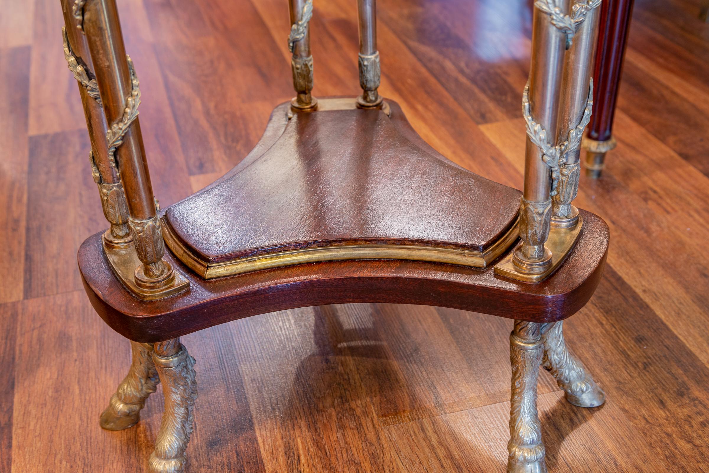 Beautiful Pair of French Mahogany and Gilt Bronze Gueridons After Weisweiler 1