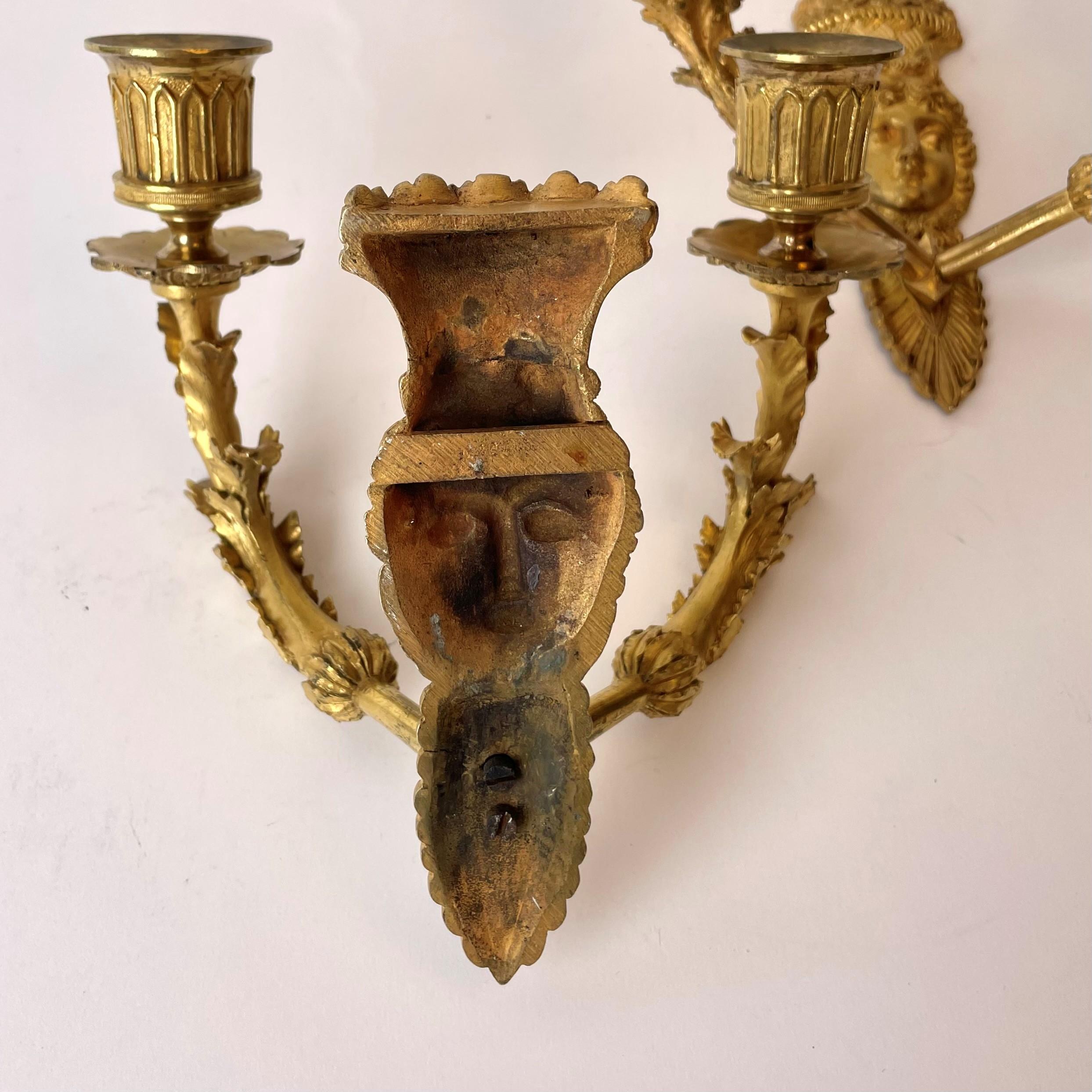Beautiful Pair of Gilt Bronze Empire Appliques from the 1820s For Sale 2