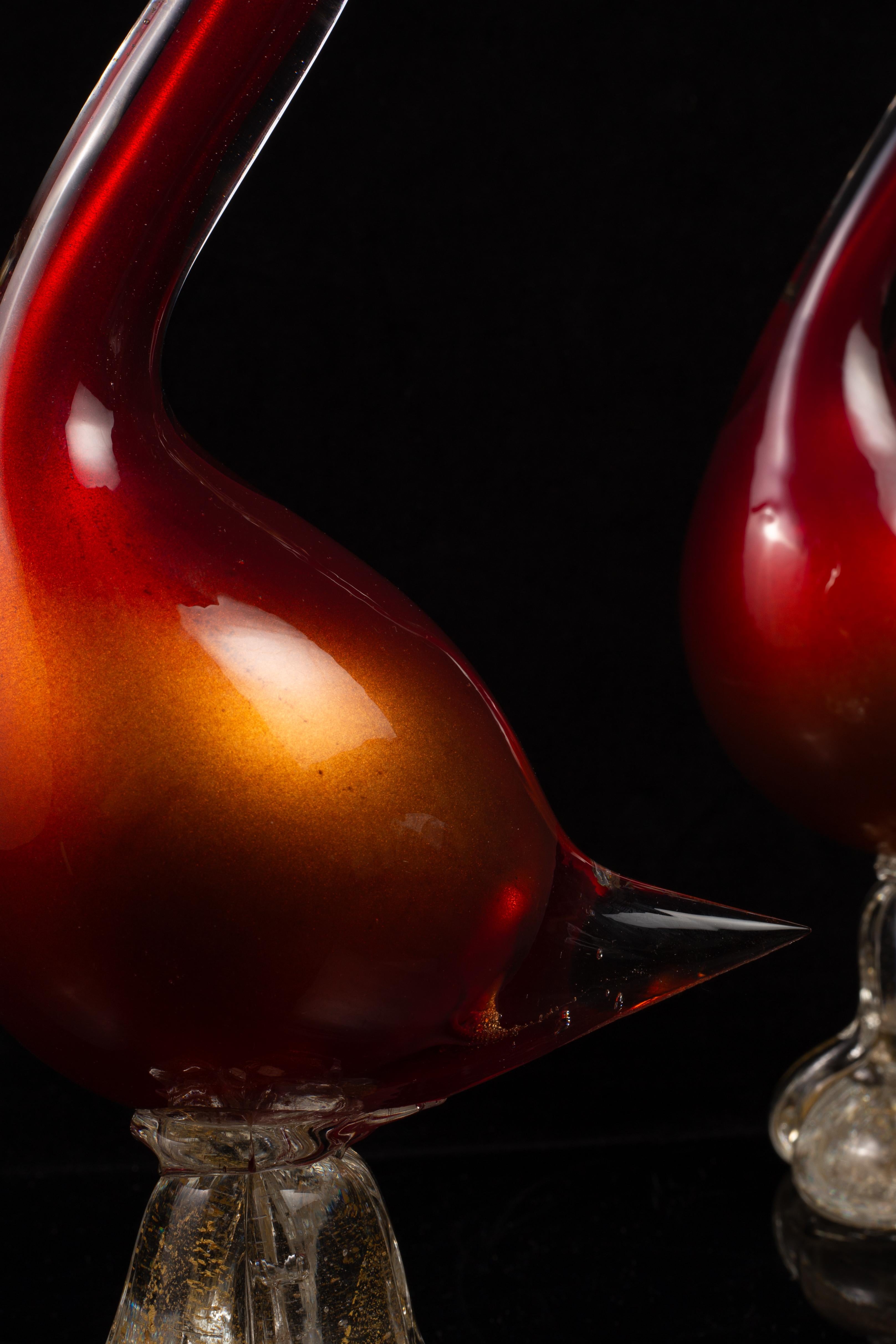 Una bella coppia di anatre italiane di Murano in stile Hollywood Regency in vendita 6