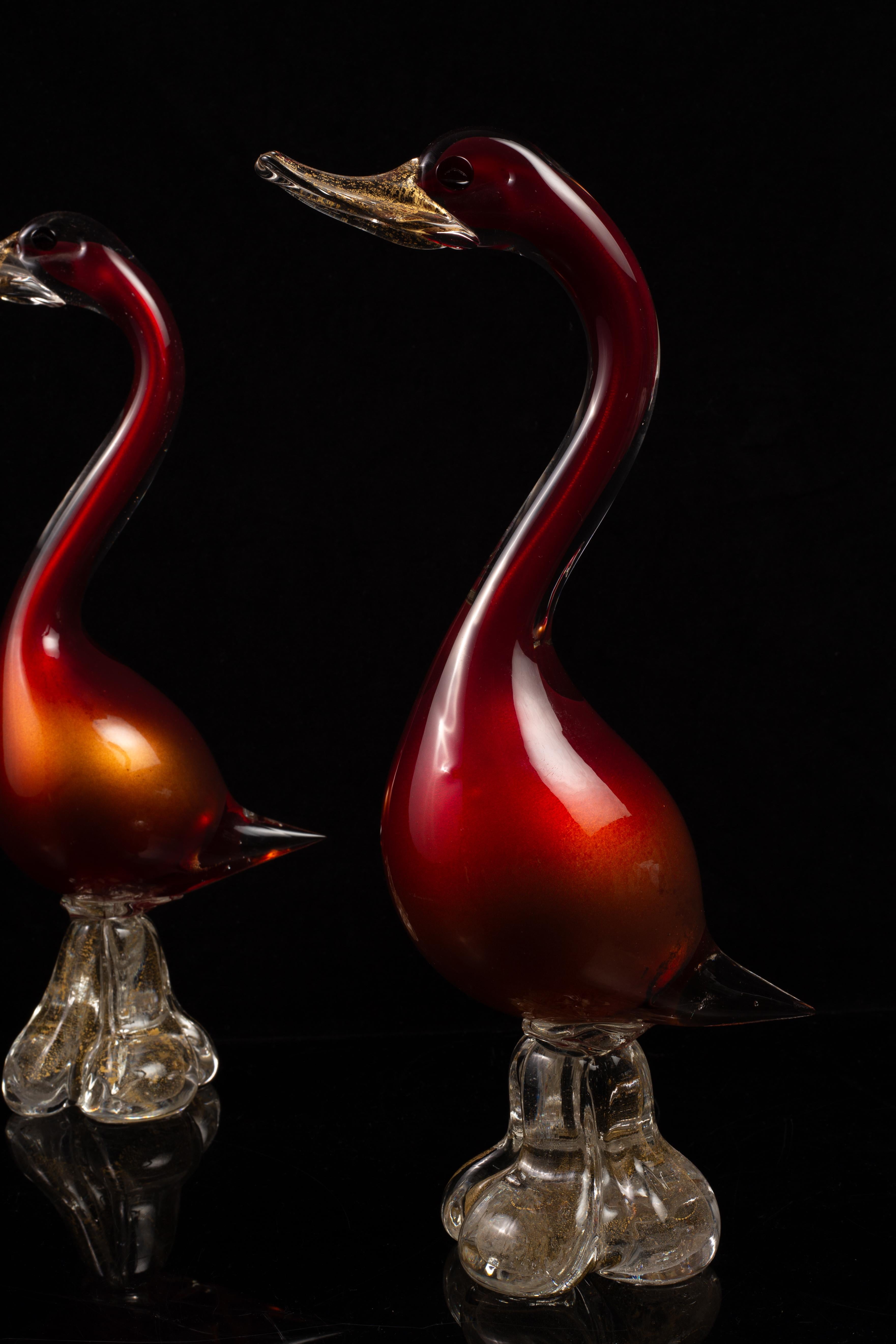 Una bella coppia di anatre italiane di Murano in stile Hollywood Regency in vendita 8