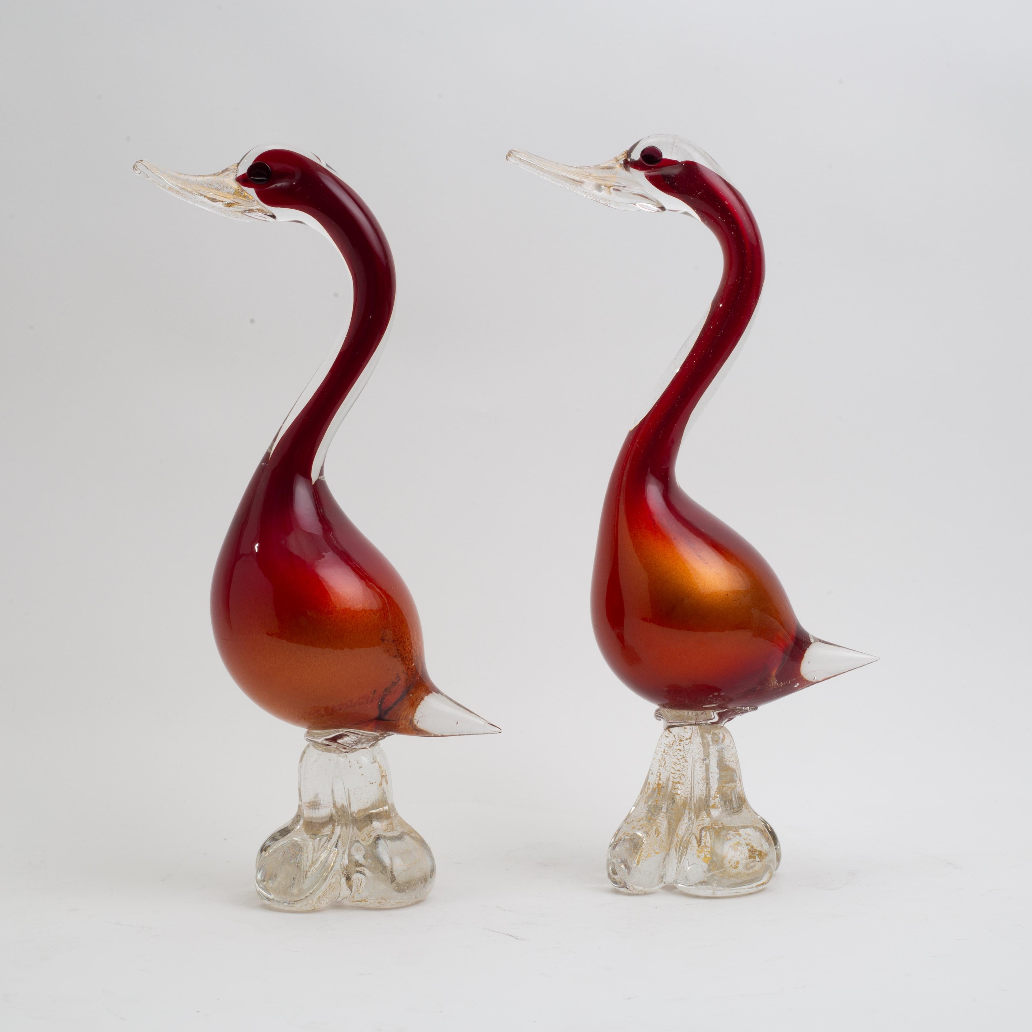 Una bella coppia di anatre italiane di Murano in stile Hollywood Regency In condizioni buone in vendita a New York, NY
