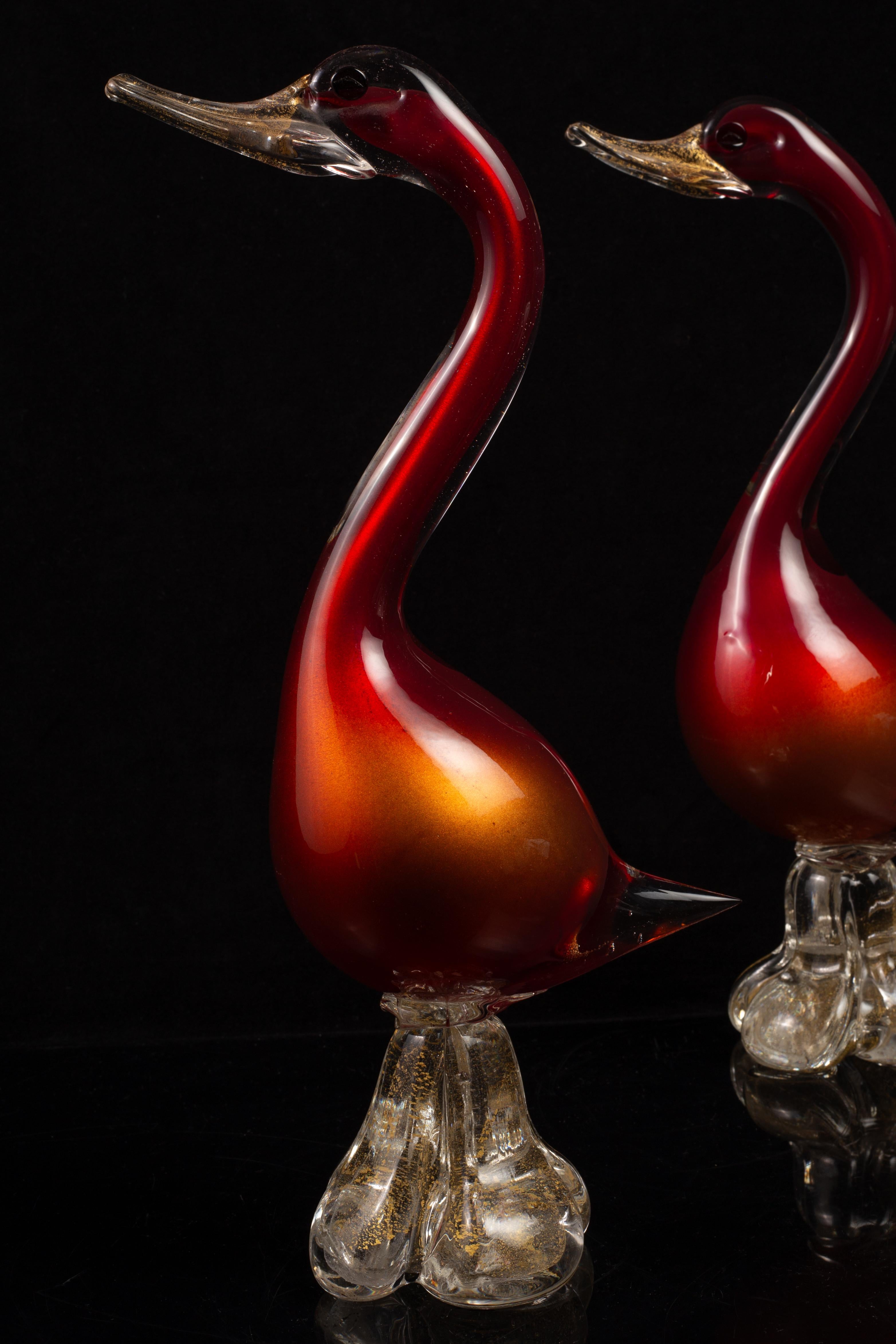 Una bella coppia di anatre italiane di Murano in stile Hollywood Regency in vendita 3
