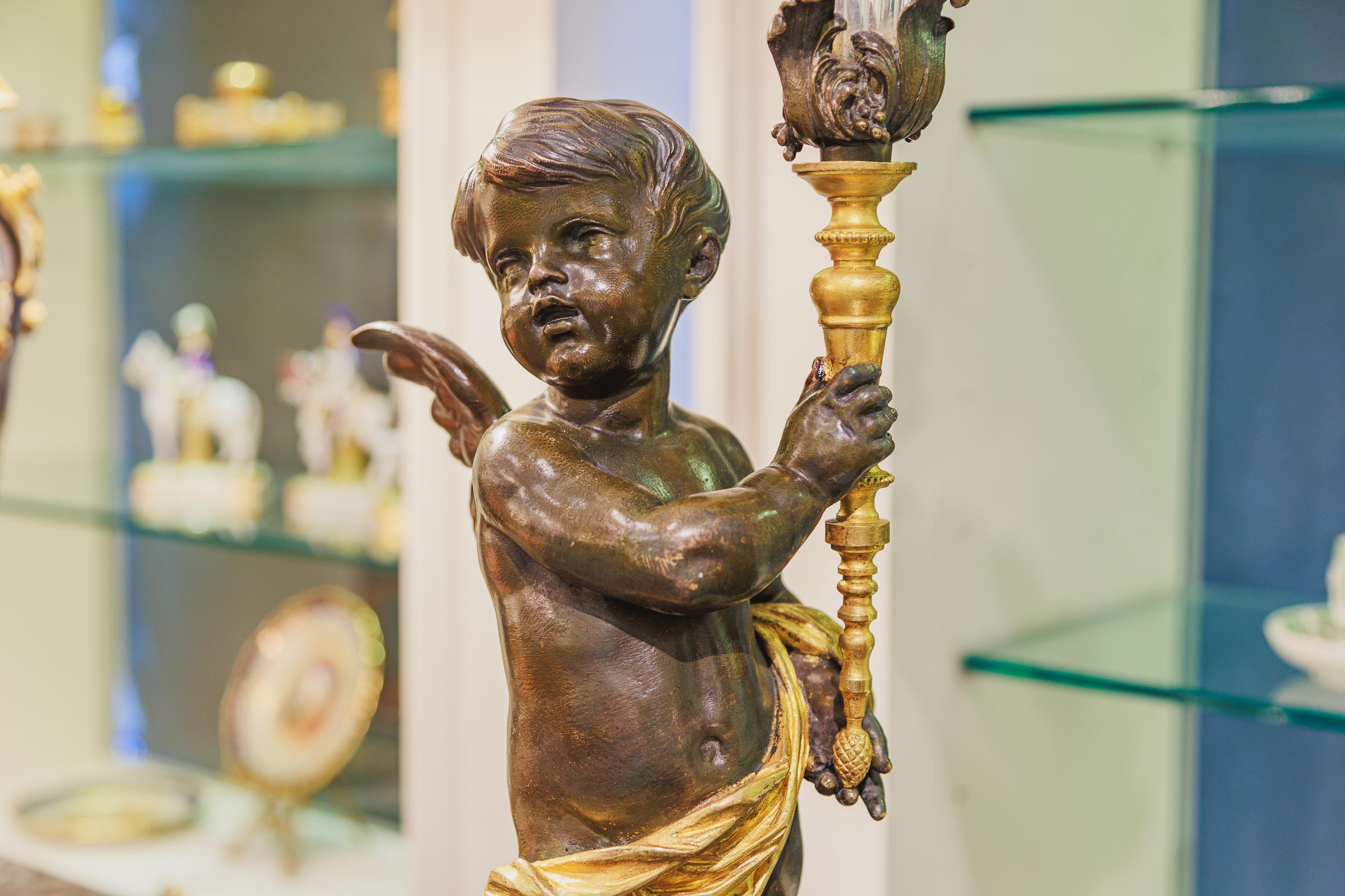 Belle Époque Beautiful Pair of Large 19th Century Bronzes of Cherubs by Victor Paillard For Sale