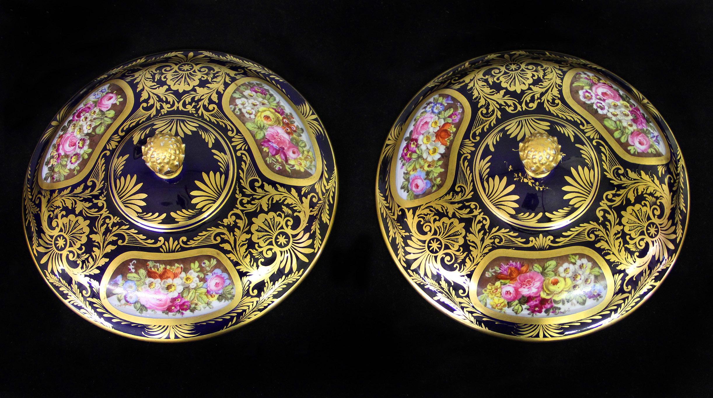Hand-Painted Beautiful Pair of Late 18th-Early 19th Century Crown Derby Porcelain Vases