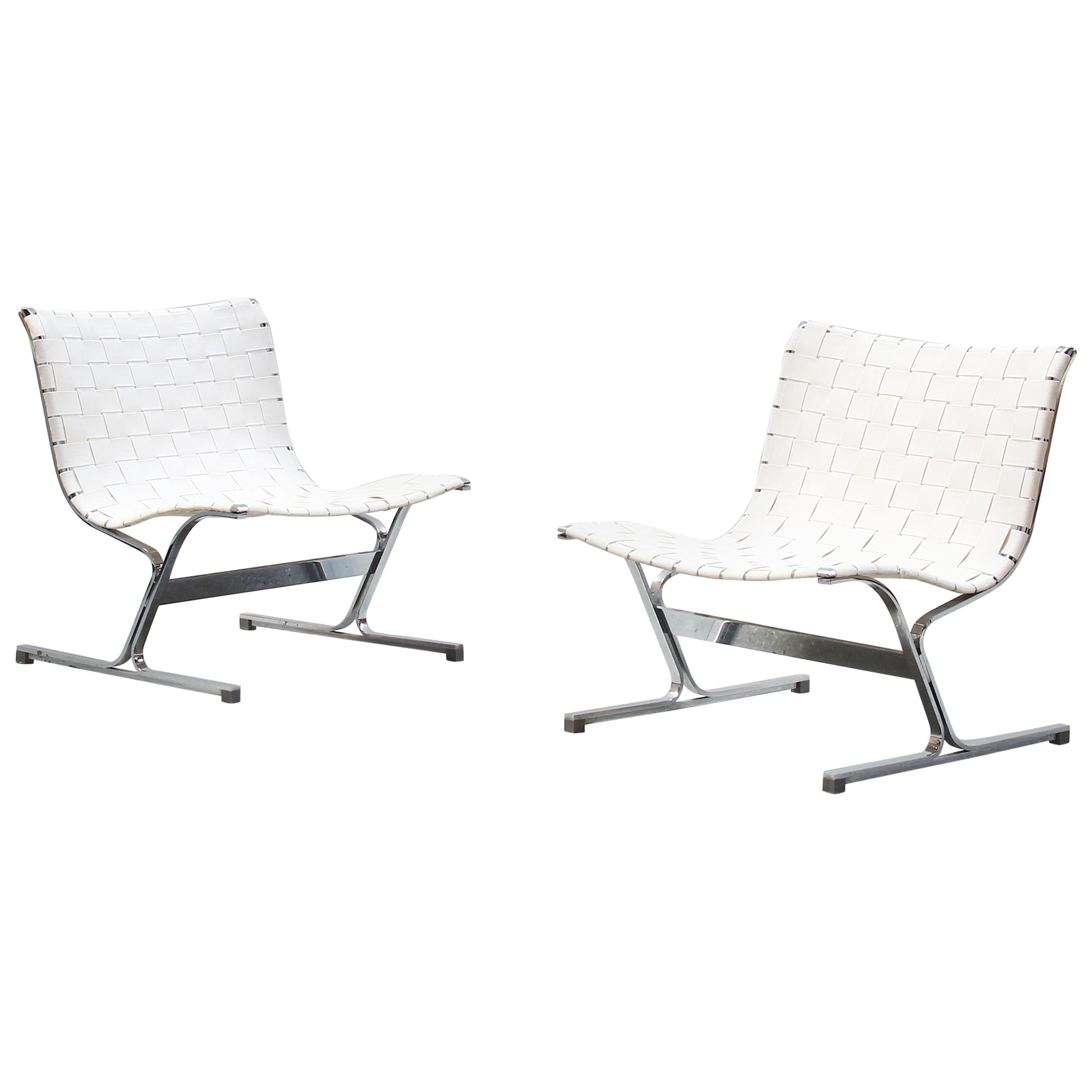 Beautiful Pair of Italian Lounge Chairs by Ross Littell for ICF, Italy