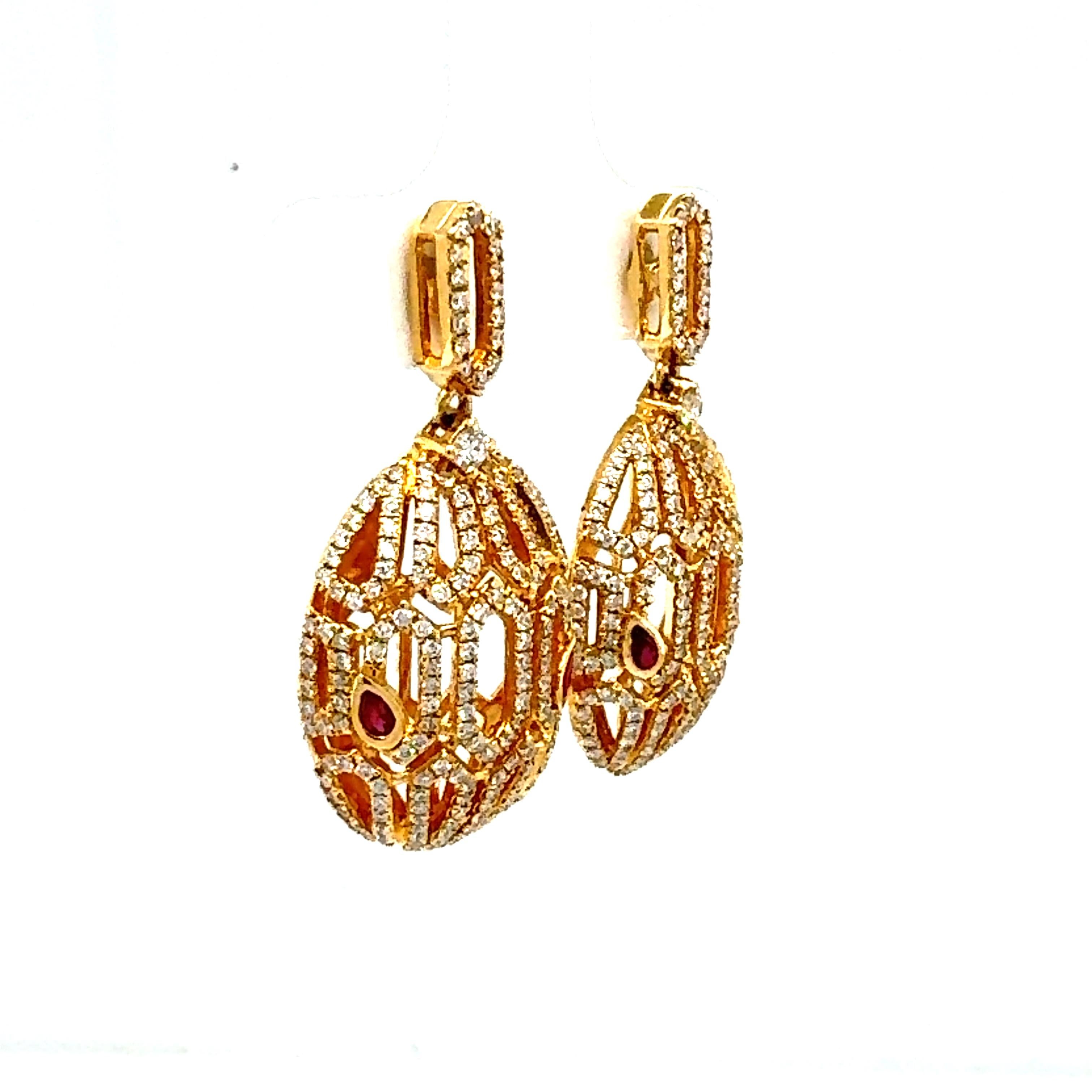 Women's A beautiful pair of ruby and diamond earrings For Sale