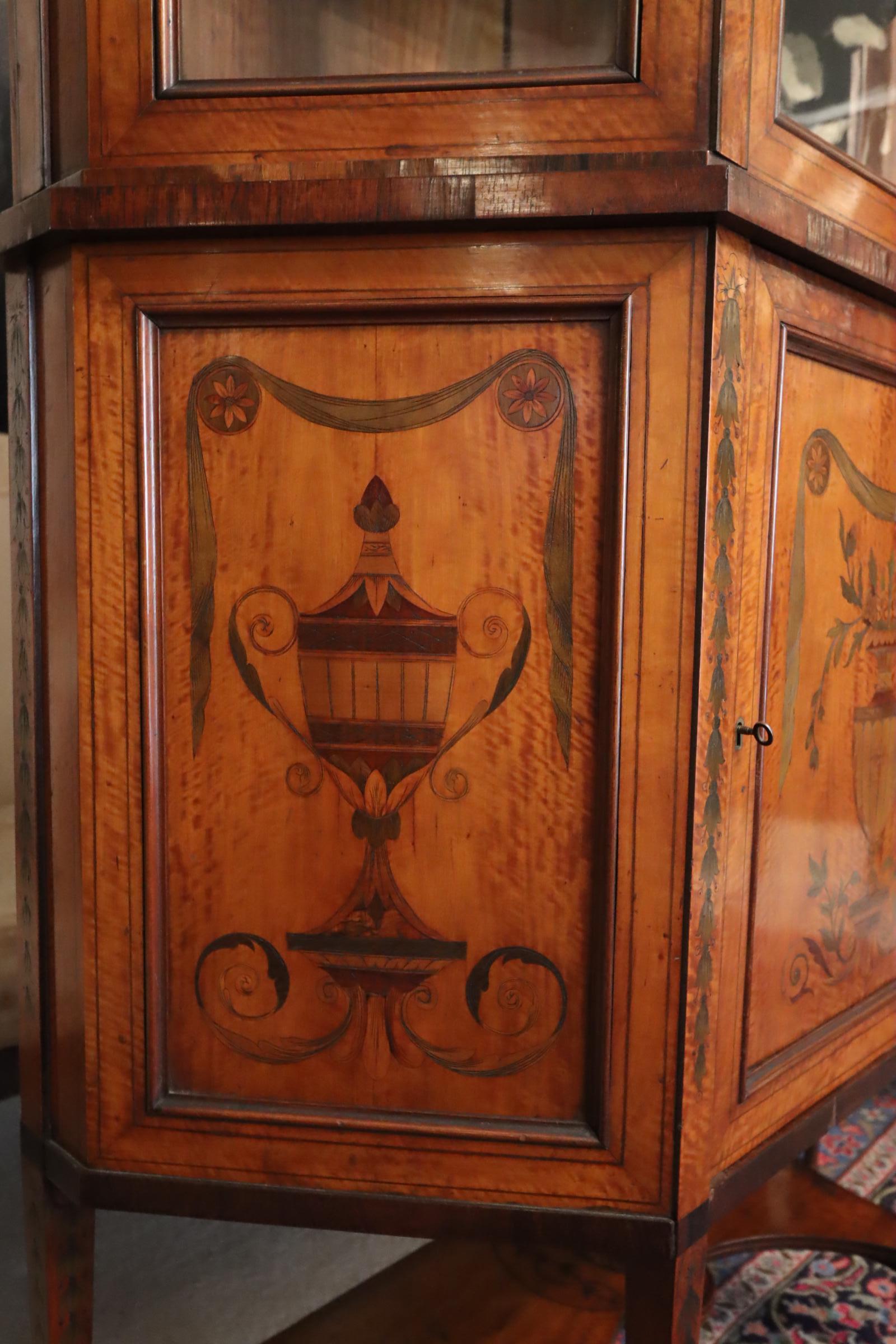 A Beautiful pair of Satinwood inlaid Cabinets, Circa. 1910 For Sale 2