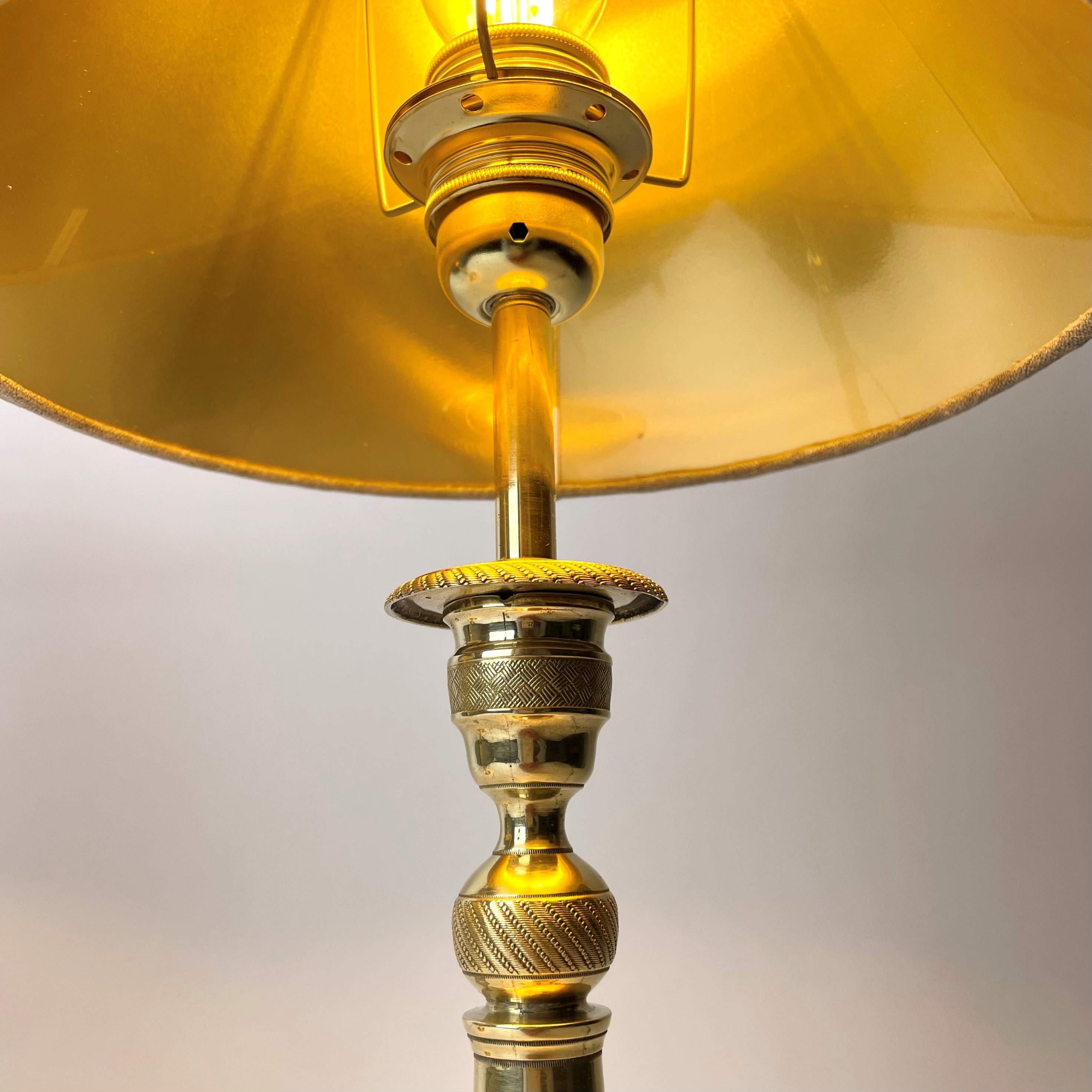 Early 19th Century Beautiful Pair of Table Lamps Originally Empire Candlesticks from the 1820s