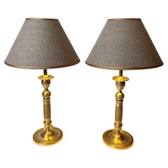 Beautiful Pair of Table Lamps Originally Empire Candlesticks from the 1820s