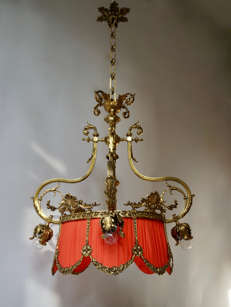 Hollywood Regency Beautiful Palatial Bronze Chandelier in the Shape of a Crown For Sale