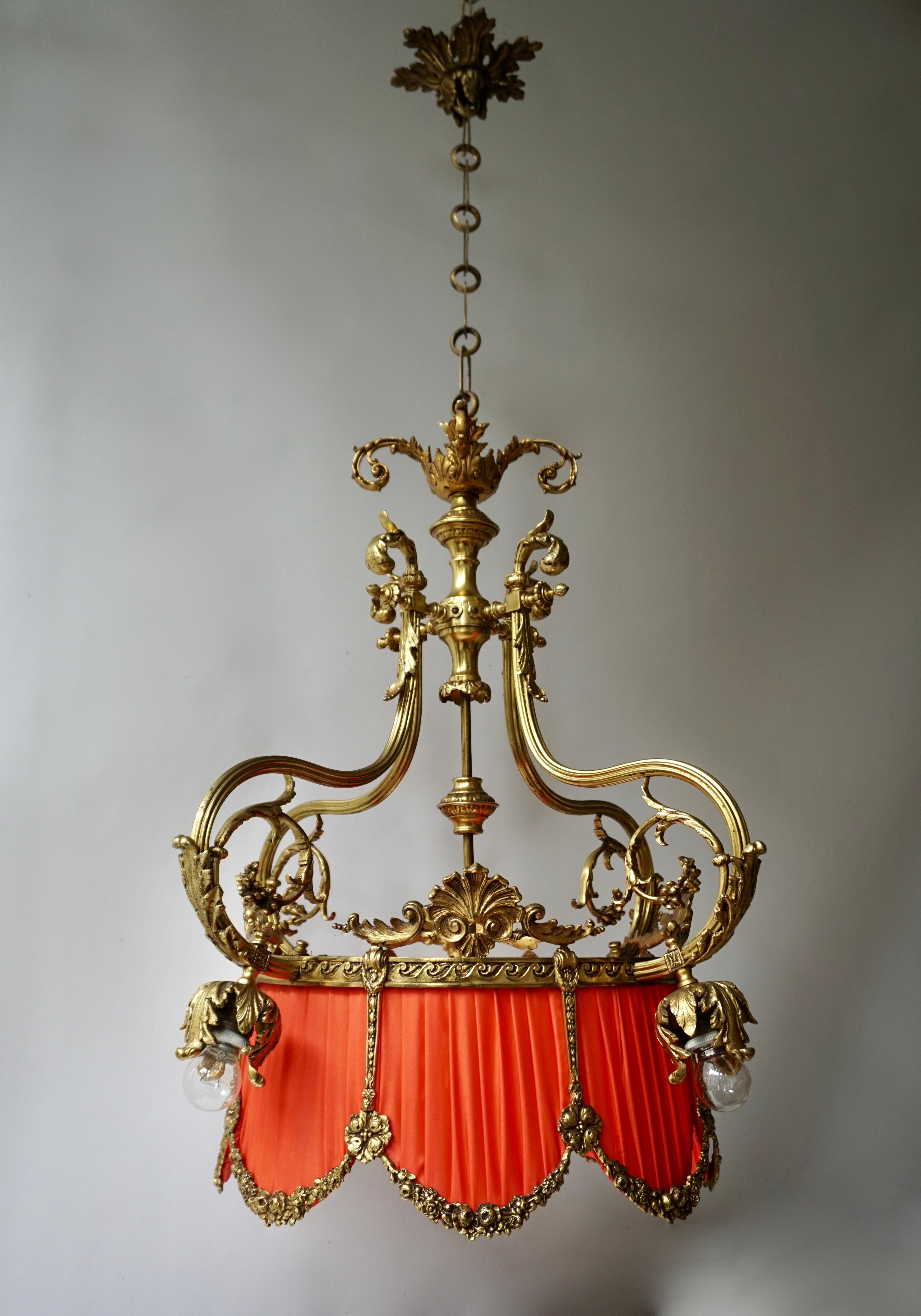 Hollywood Regency Beautiful Palatial Bronze Chandelier in the Shape of a Crown For Sale