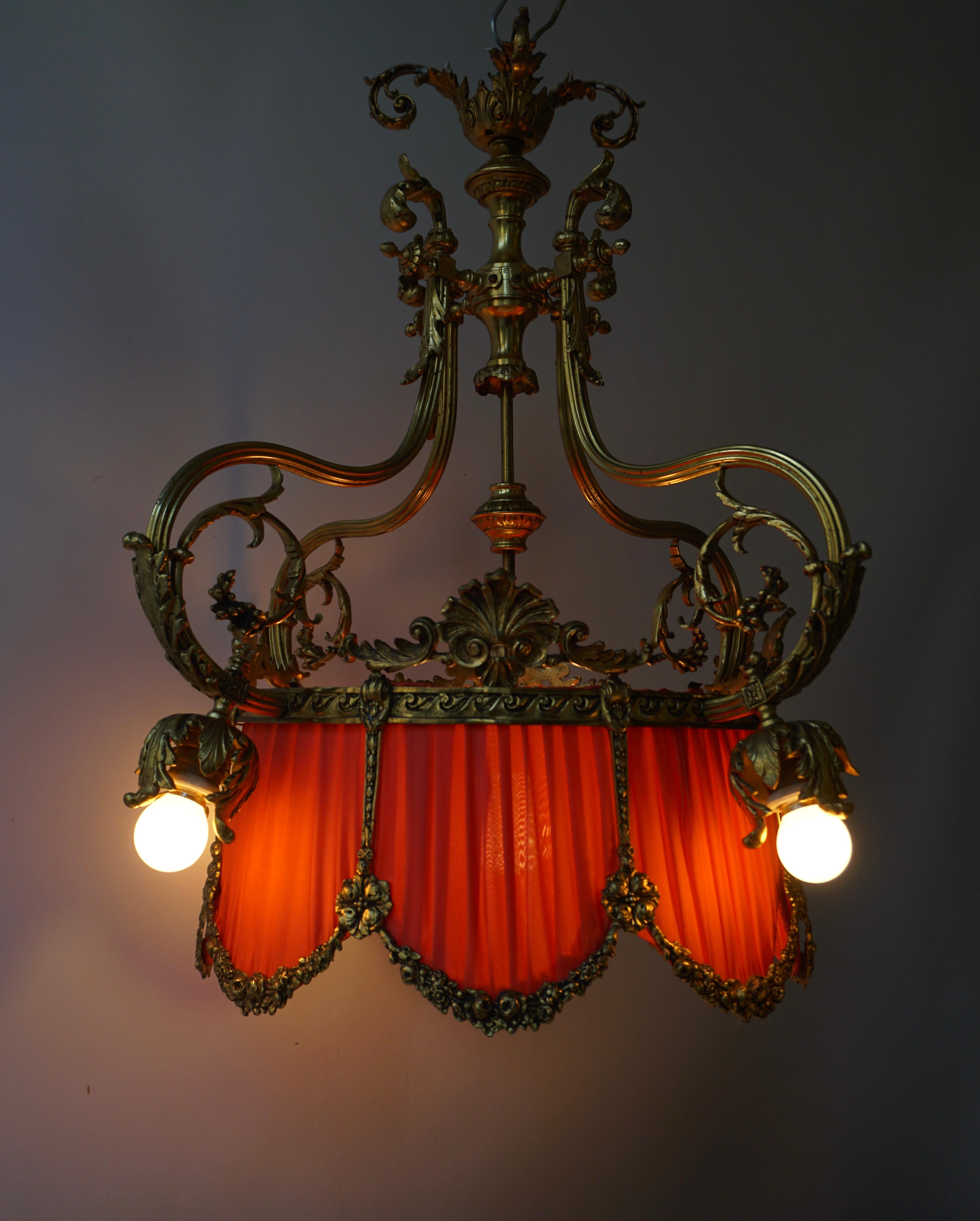 Gilt Beautiful Palatial Bronze Chandelier in the Shape of a Crown For Sale