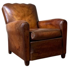 A Beautiful & Rare French Leather Club Chair, Circa 1950’s