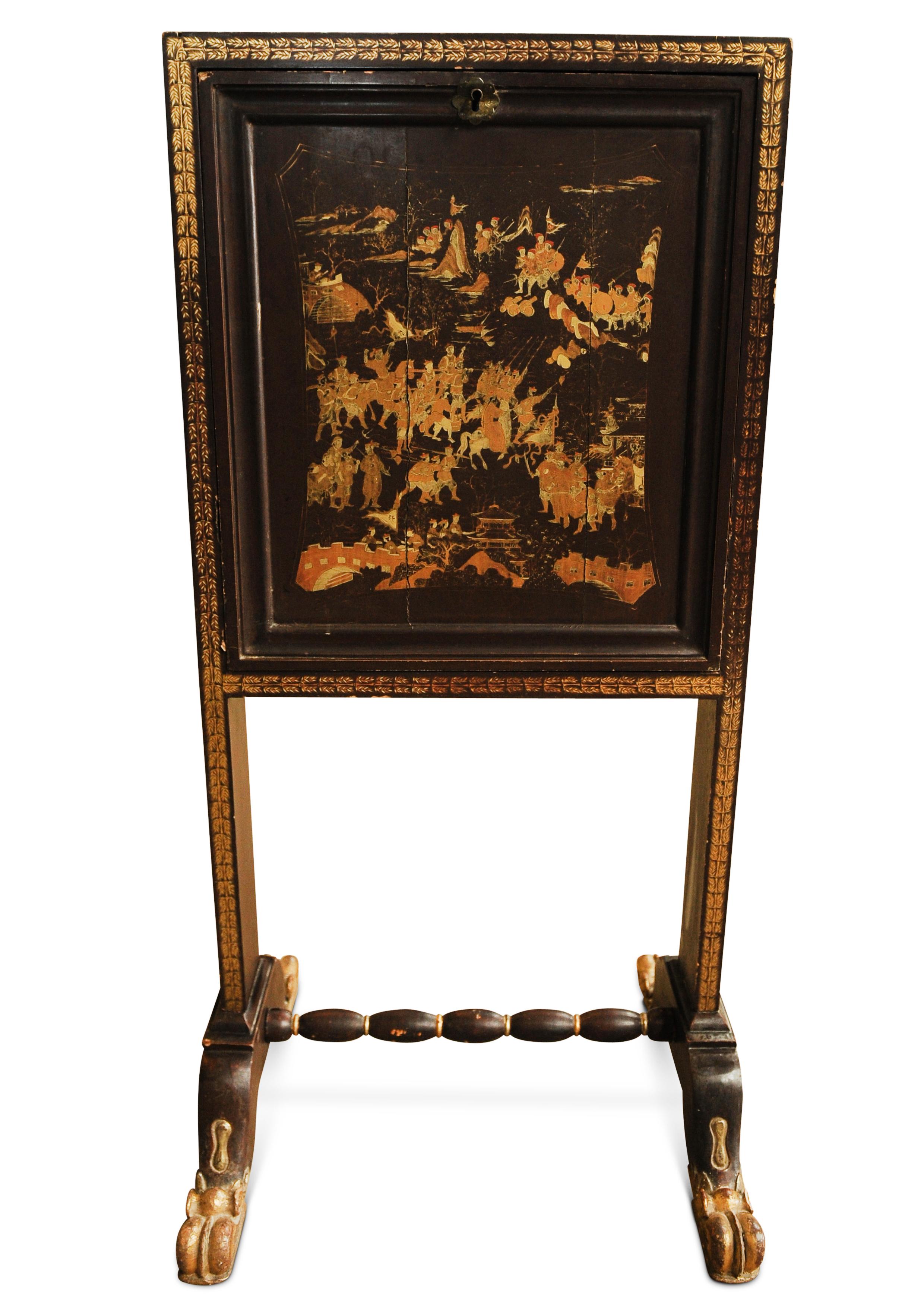 A Beautiful & Rare Napoleon III 19th Century, Chinese Lacquer & Gilt Secretaire For Sale 1