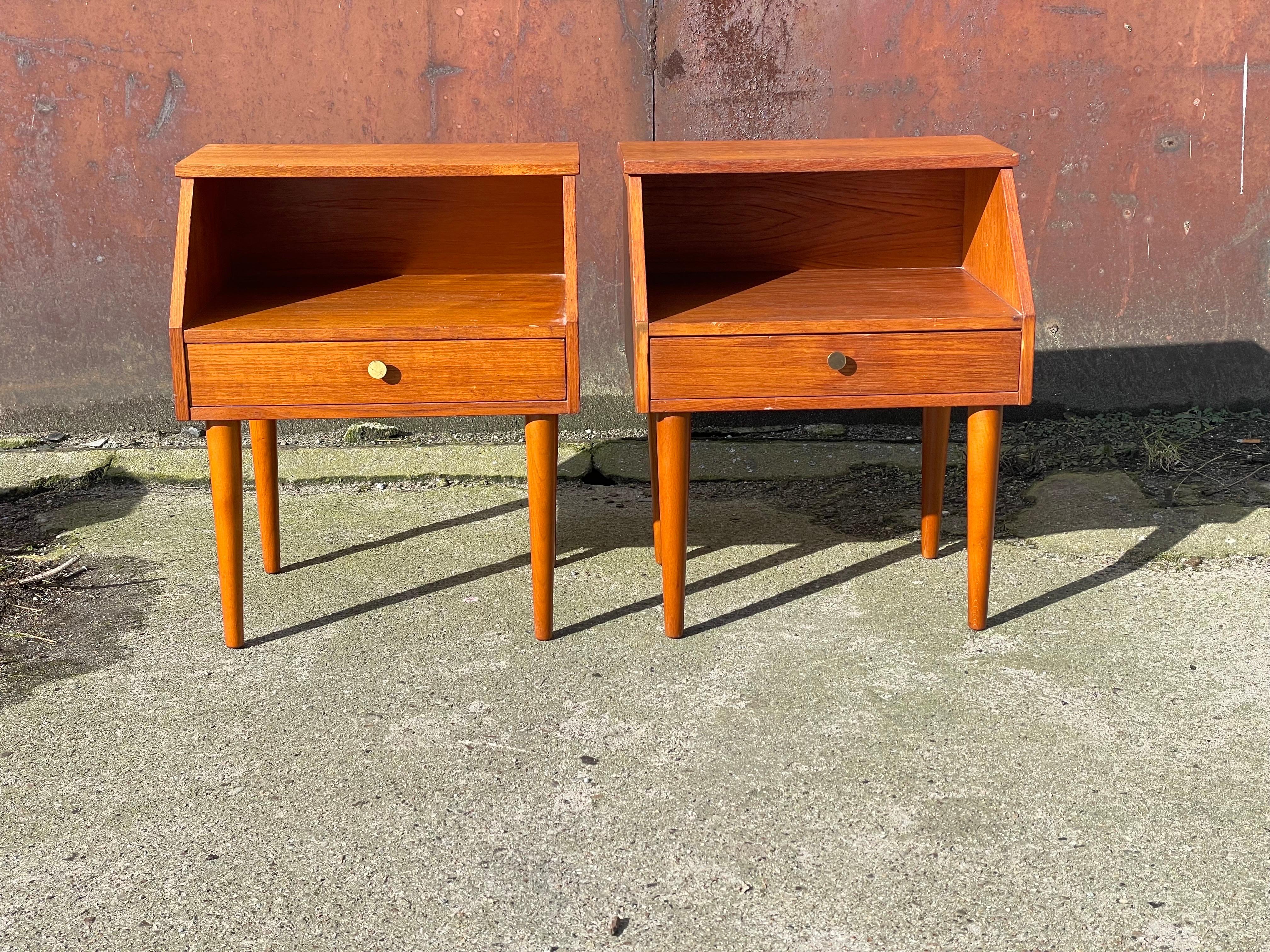 Mid-20th Century Beautiful Set of Classic Danish 1960s Teak Nightstands For Sale