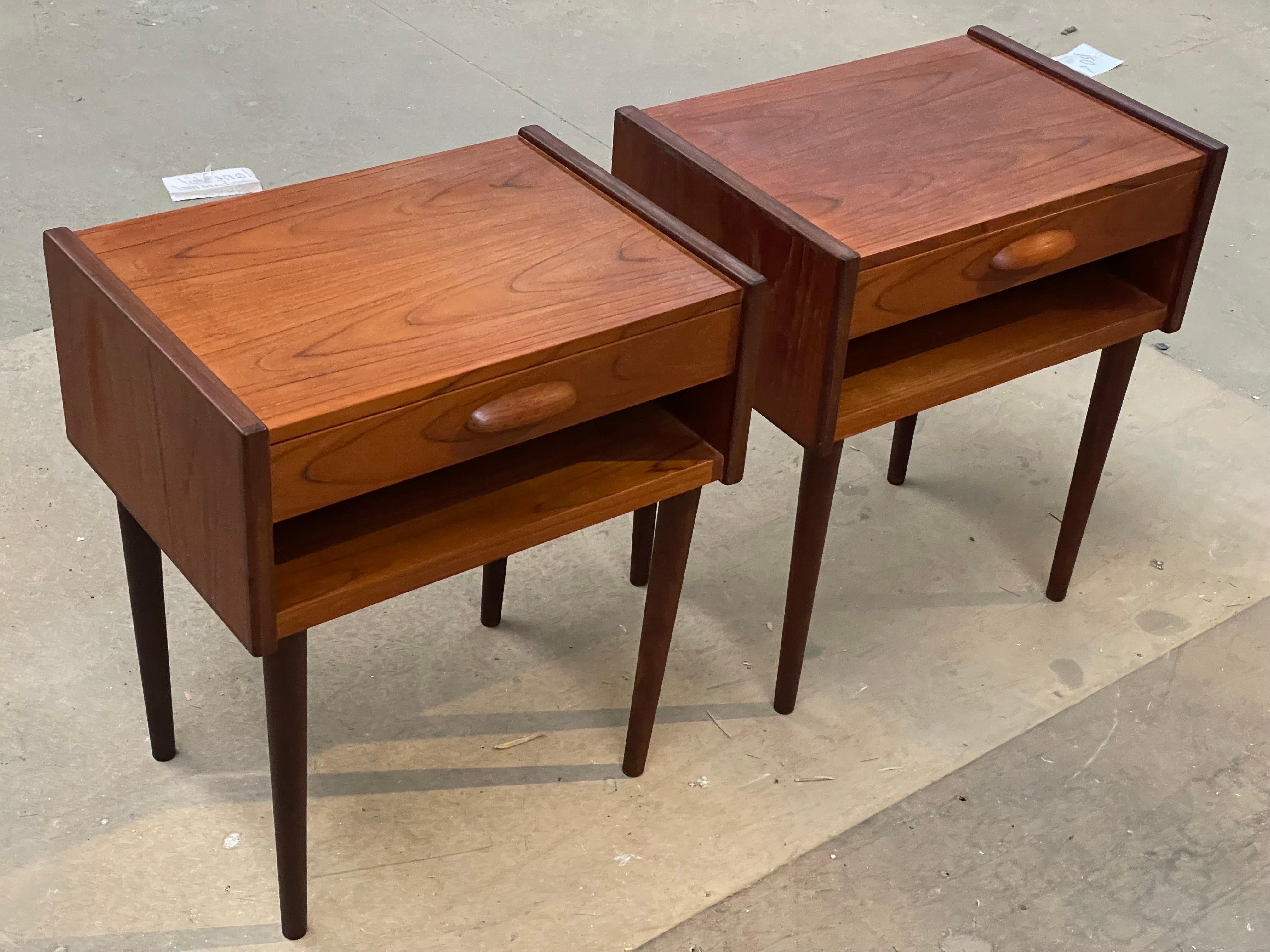 Mid-Century Modern A beautiful set of Danish Mid century modern teak night stands from the 1960´s For Sale