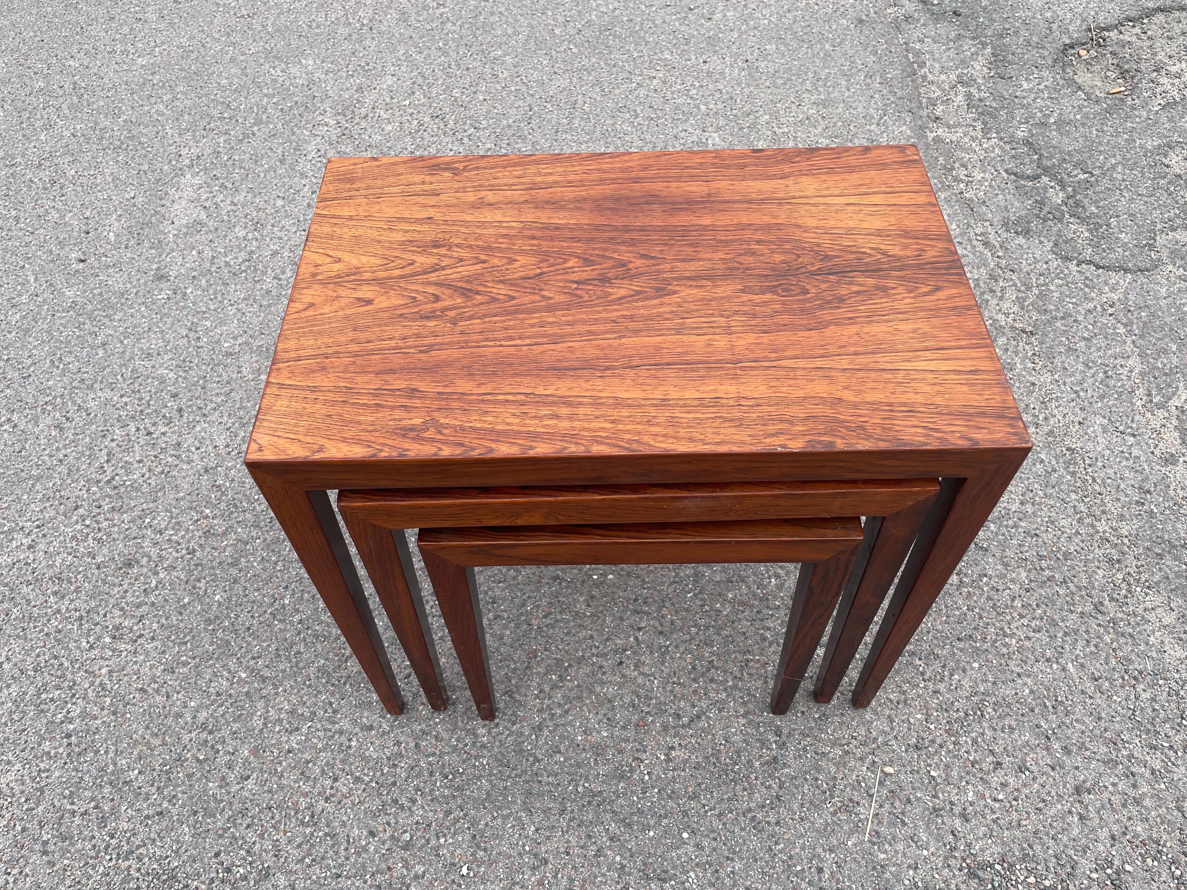 A set of the iconic beautiful nesting tables by Severin Hansen manufactured by Haslev Mobelsnedkeri in 1960s