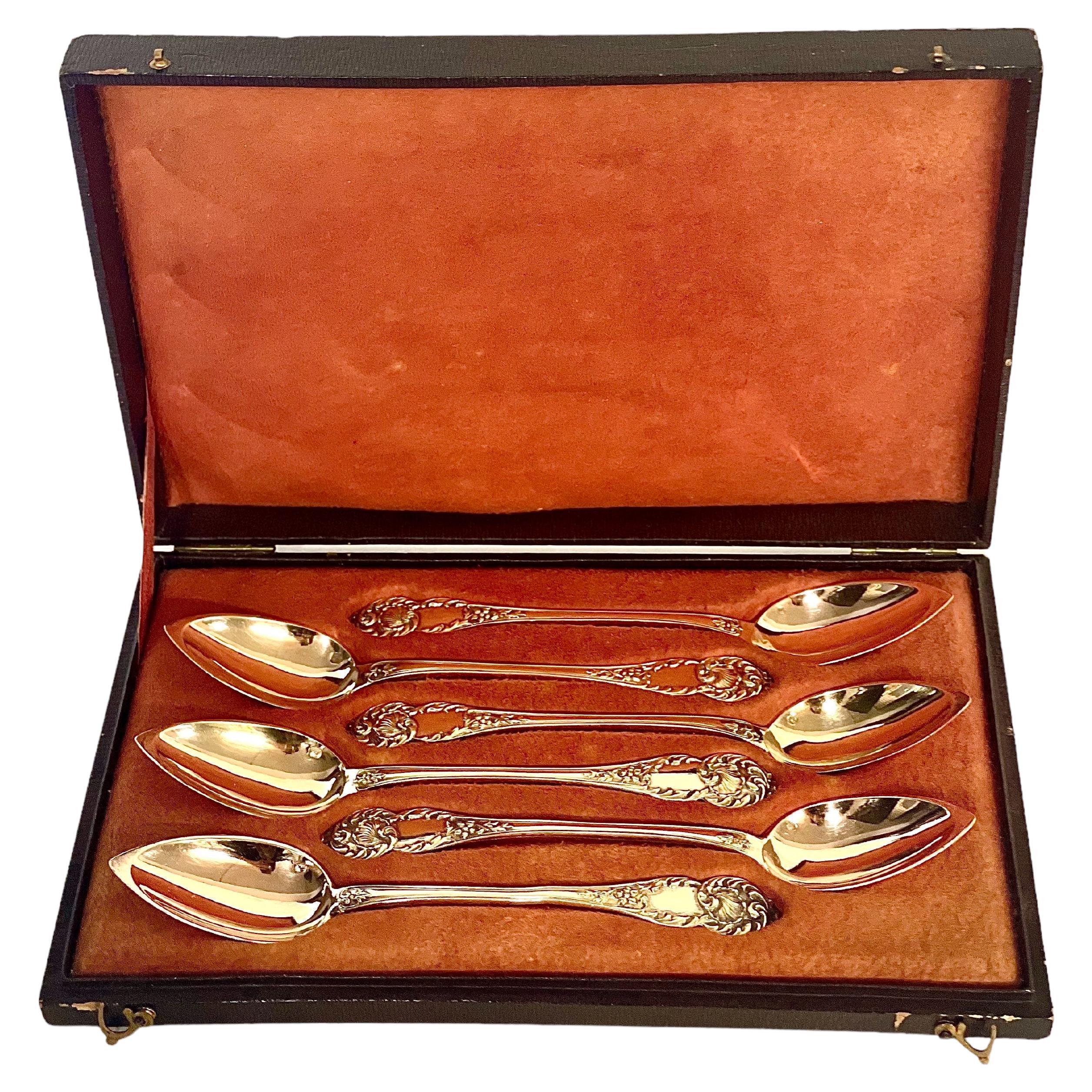 Set of Six French Vermeil Coffee Spoons