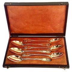 Antique Set of Six French Vermeil Coffee Spoons