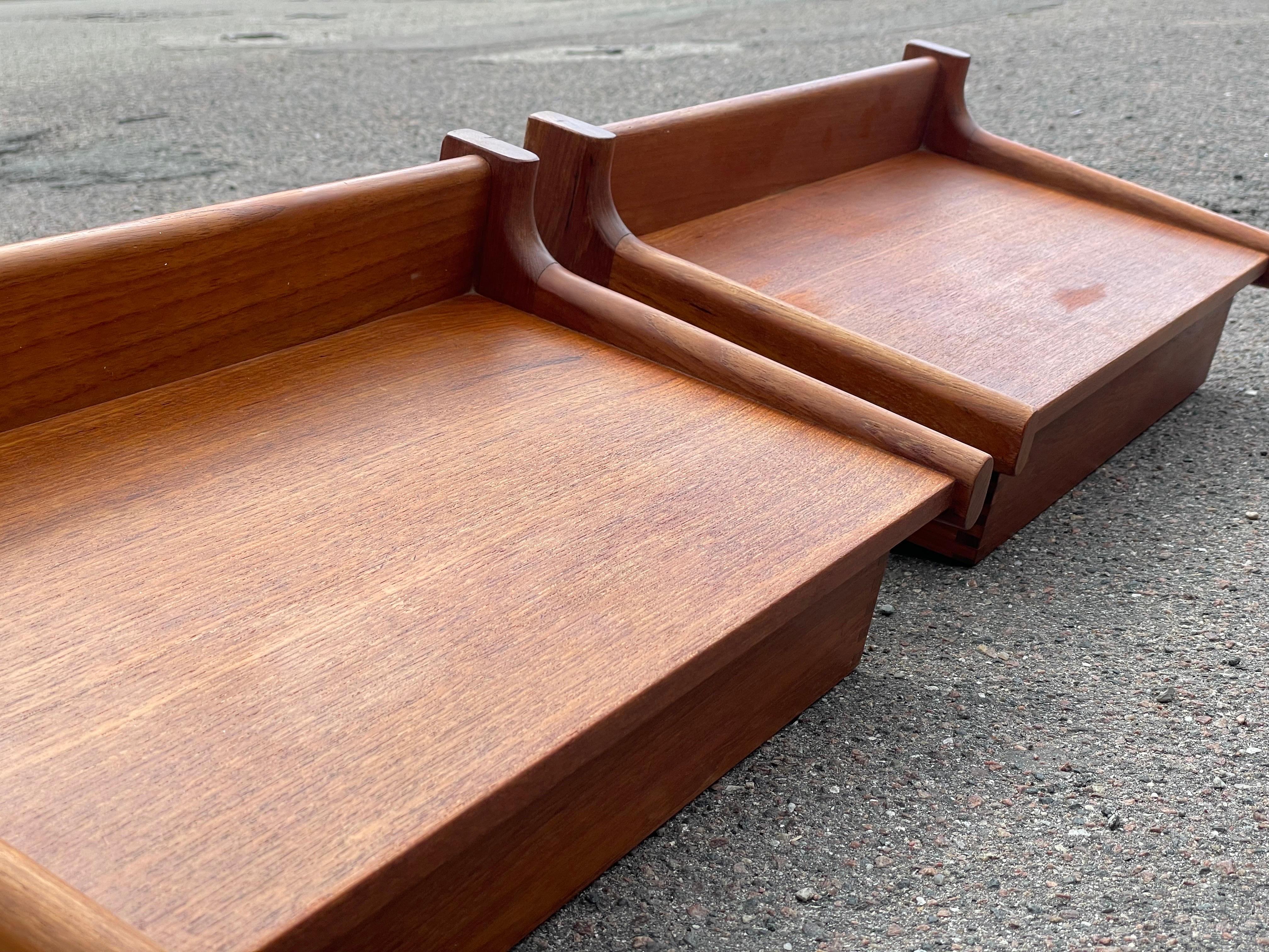 Mid-Century Modern A beautiful set of Kai Kristiansen teak floating nightstands from the 1960´s For Sale