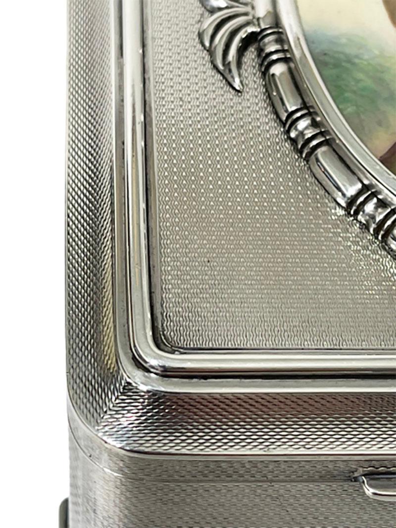 Beautiful Square Guilloche Silver Jewelry Box by Emil Brenk, Germany, ca 1910 For Sale 1