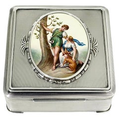 Beautiful Square Guilloche Silver Jewelry Box by Emil Brenk, Germany, ca 1910
