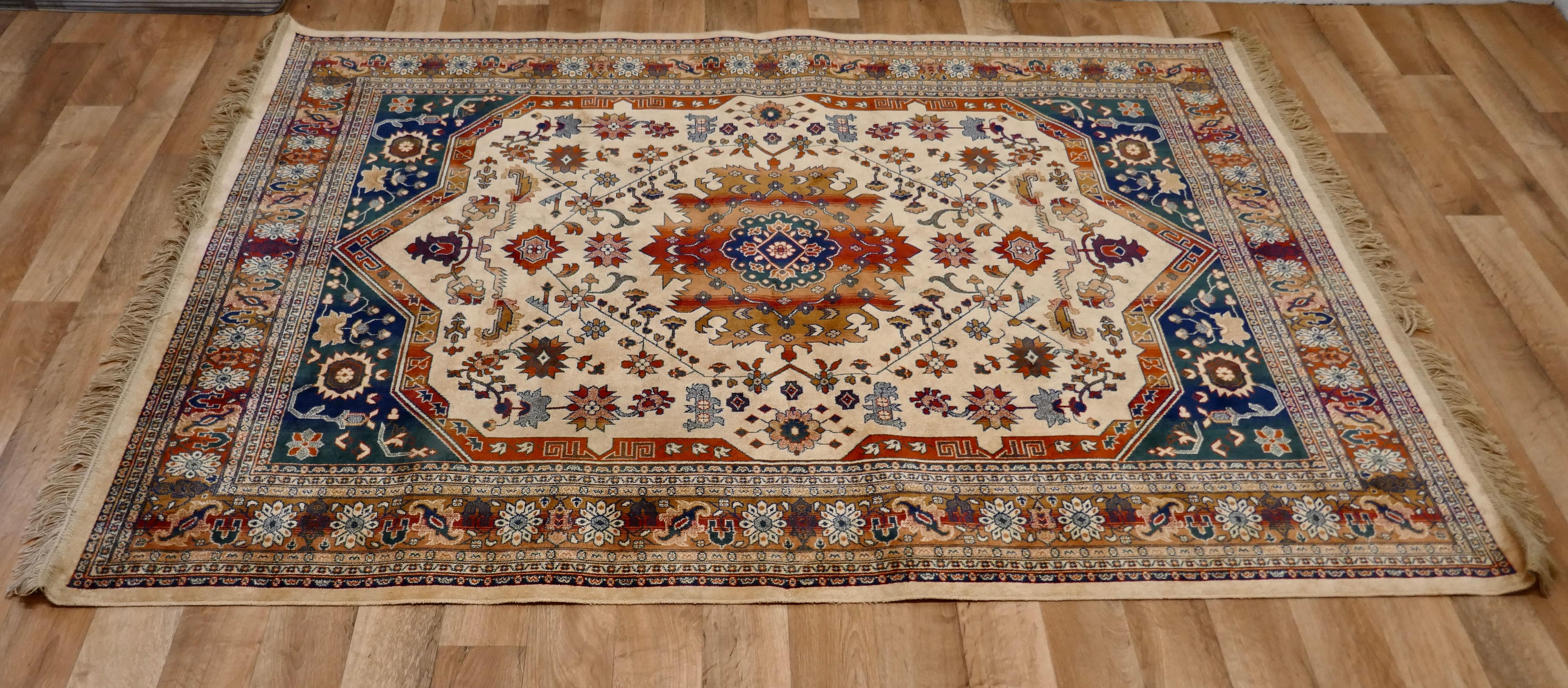 A beautiful traditional tree of life silk rug

The symmetrical centre panel of this intricate and luscious rug focuses on the iconic tree of life pattern 
This silk rug measures 84” x 55” it is in good bright condition 
AC185.