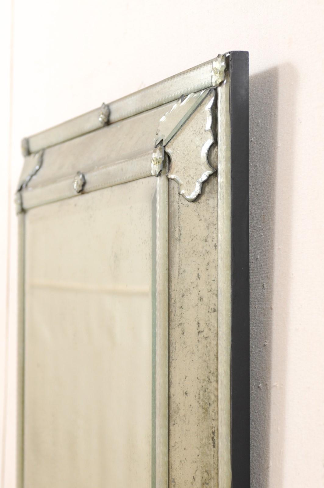 Contemporary Beautiful Venetian-Style Rectangular Mirror, Artisan Created and Hand-Silvered