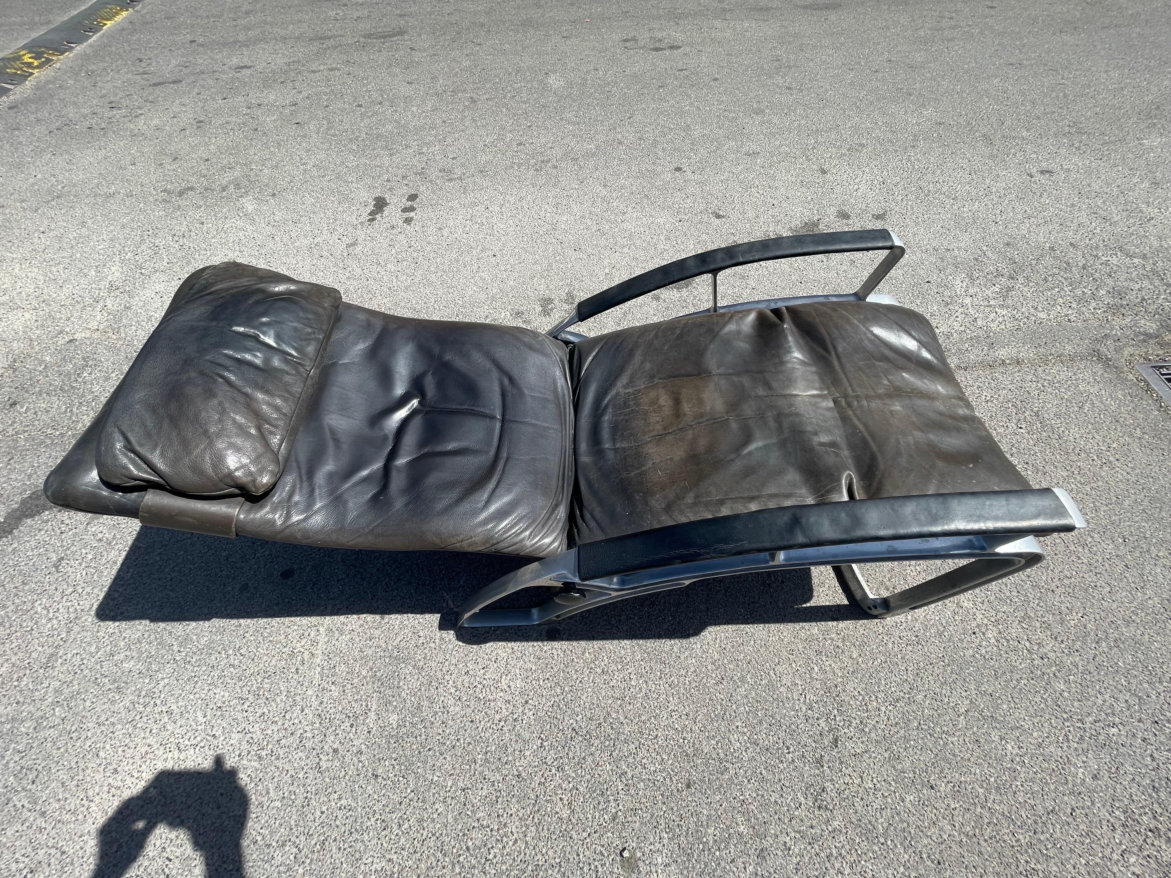 Aluminium Magnifique chaise longue vintage Ferdinand A. Porsche pour Interprofil 1984 en vente