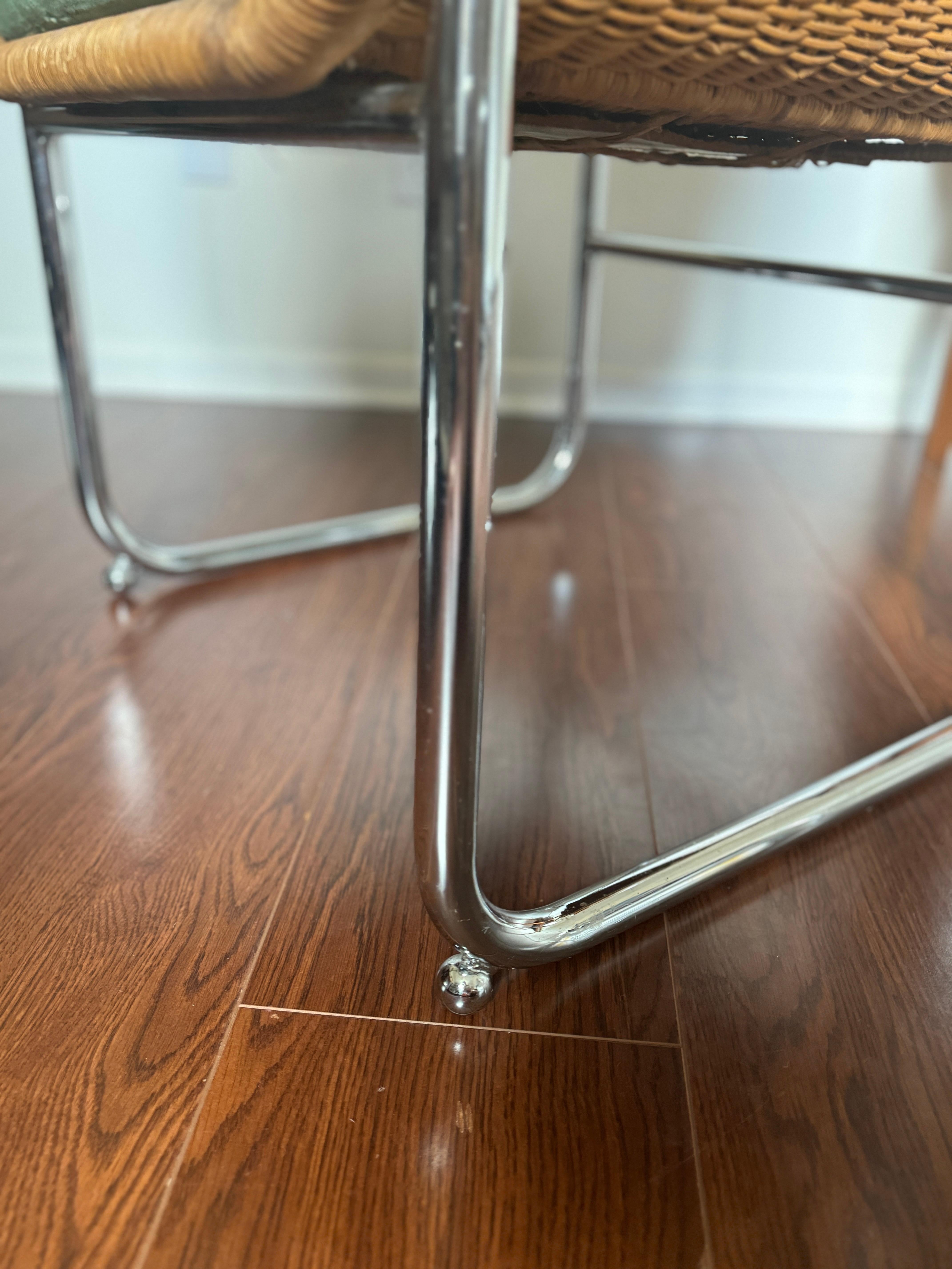 Wicker A beautiful vintage model D43 wicker and chrome cantilever chair