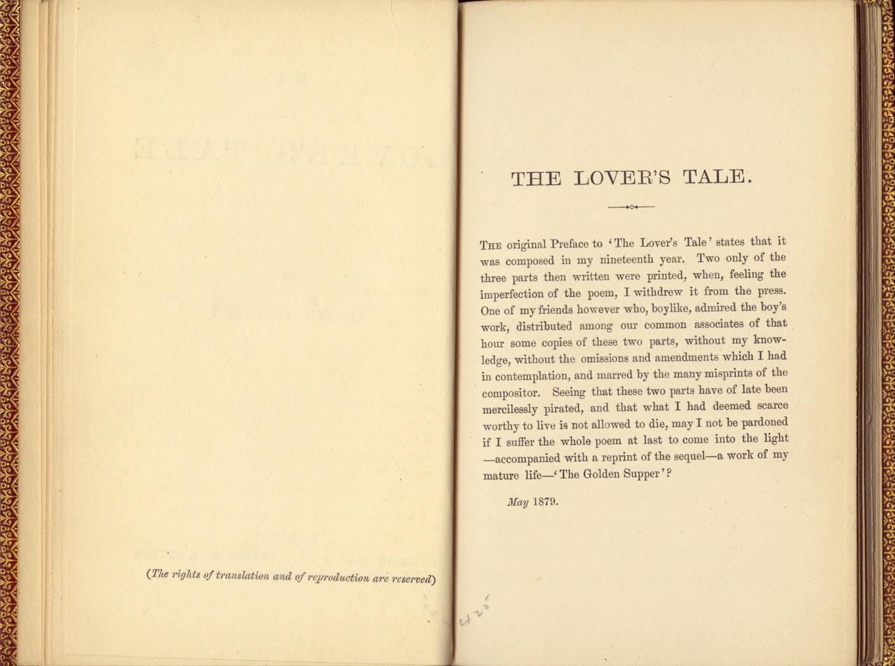 Livre magnifiquement relié de Lord Alfred Tennyson : le conte d'amoureux Bon état - En vente à Middletown, NY