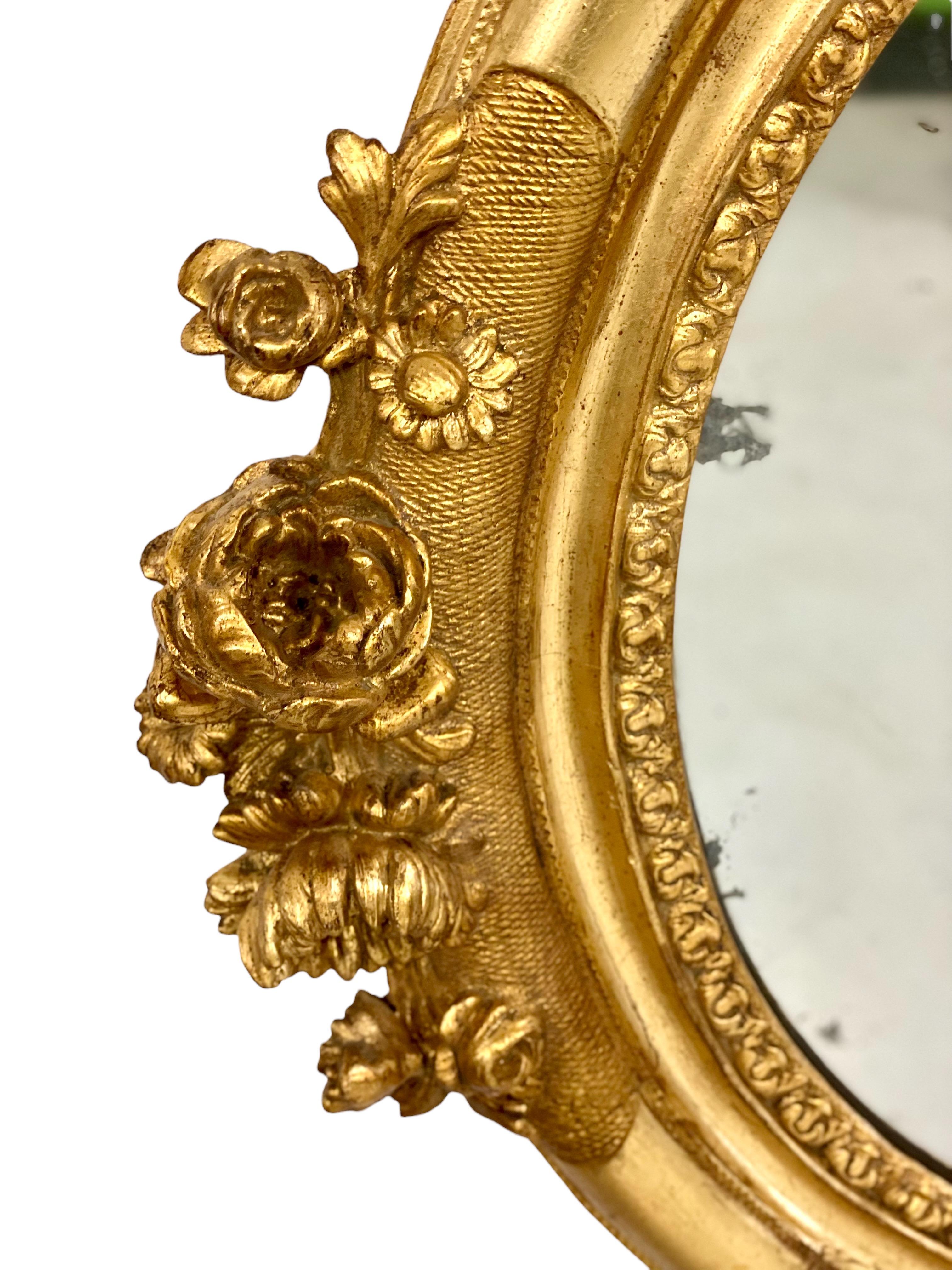 19th Century Louis XVI Oval Mirror In Good Condition For Sale In LA CIOTAT, FR
