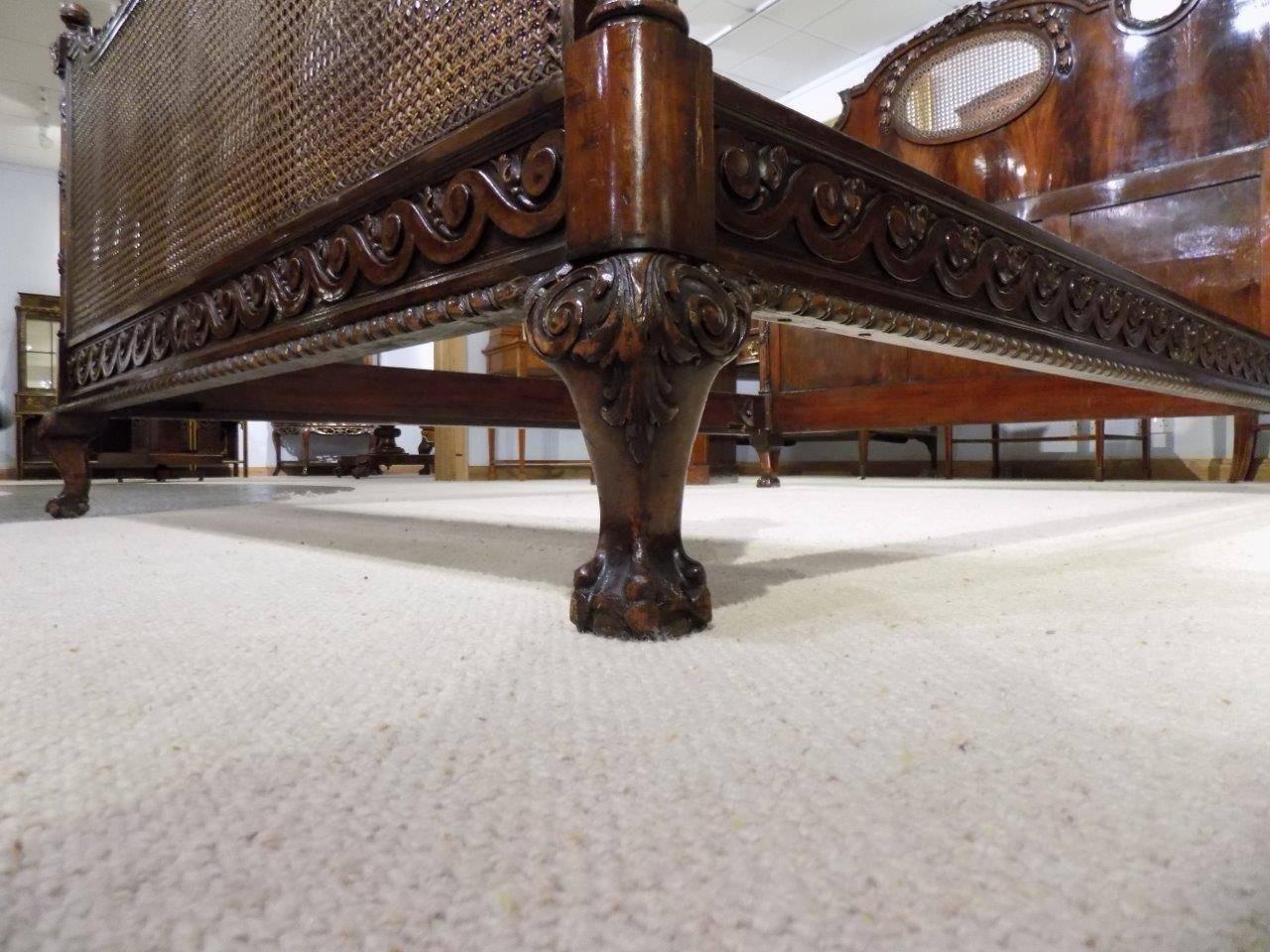 Beautifully Carved Mahogany Edwardian Period Double Bed 5