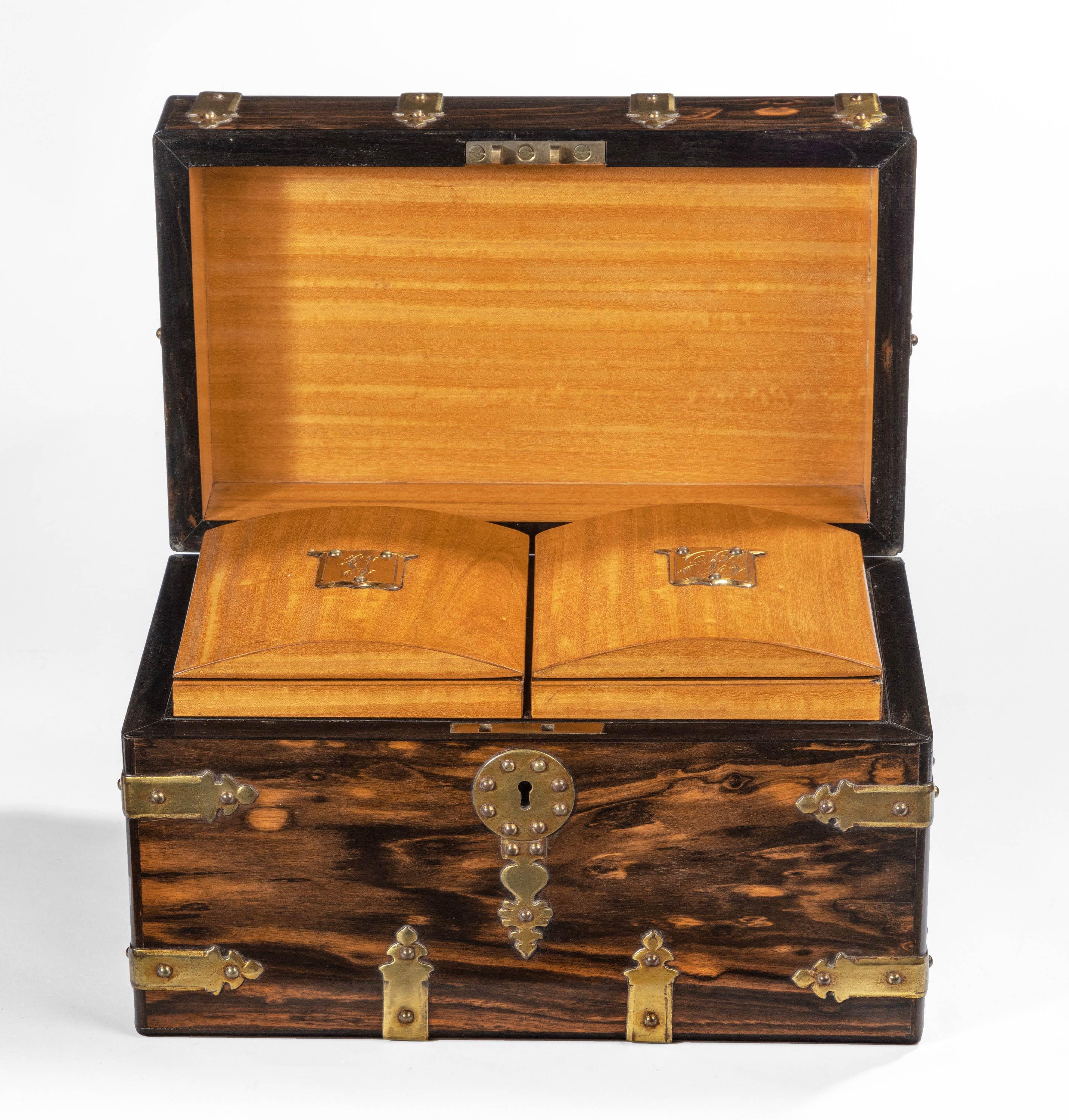 Schön ausgestattet 19. Jahrhundert Coromandel Tea Caddy (Holz)