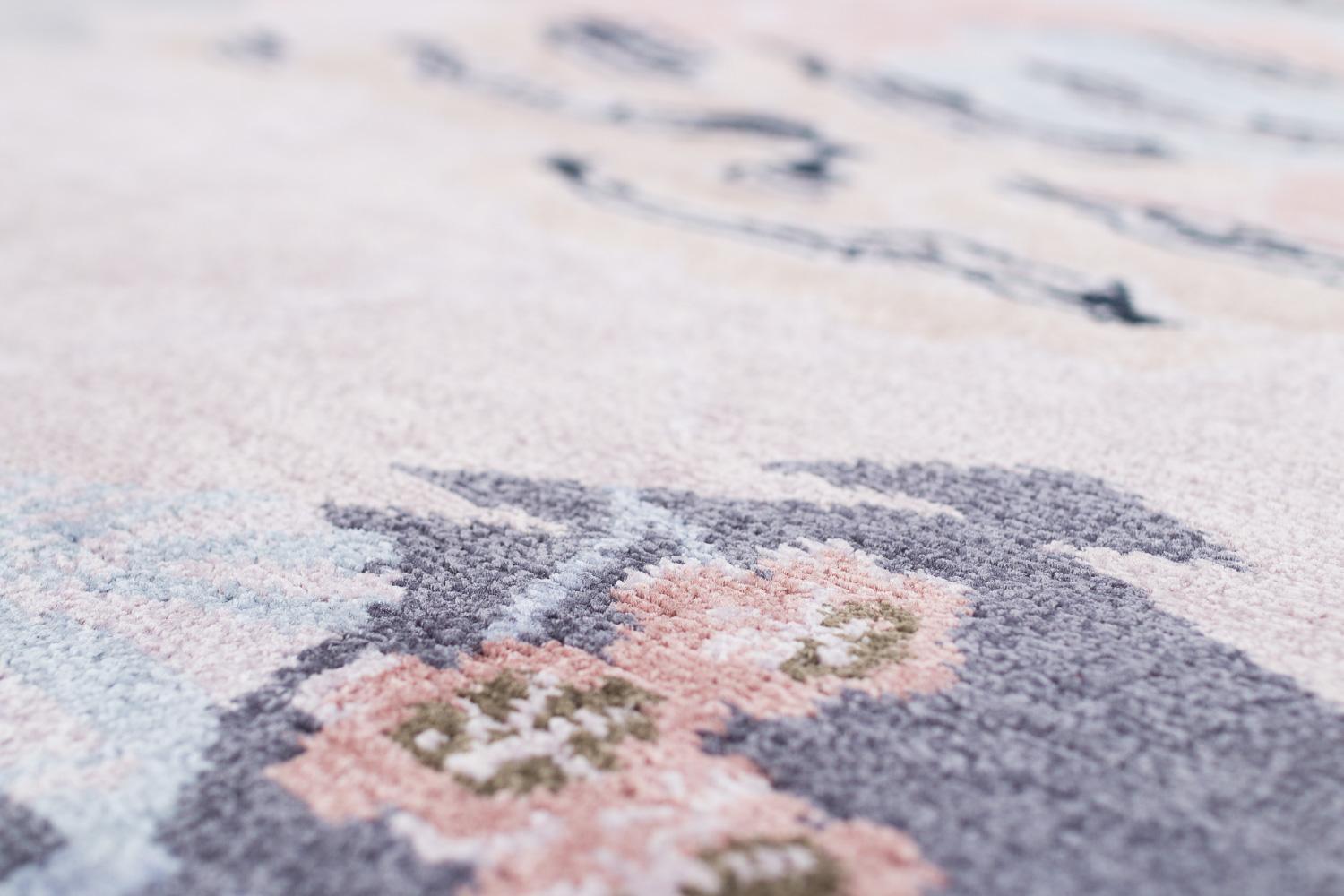 Contemporary Beautifully Muted Purple, Blue and Pink Silk and Wool Blend Rug