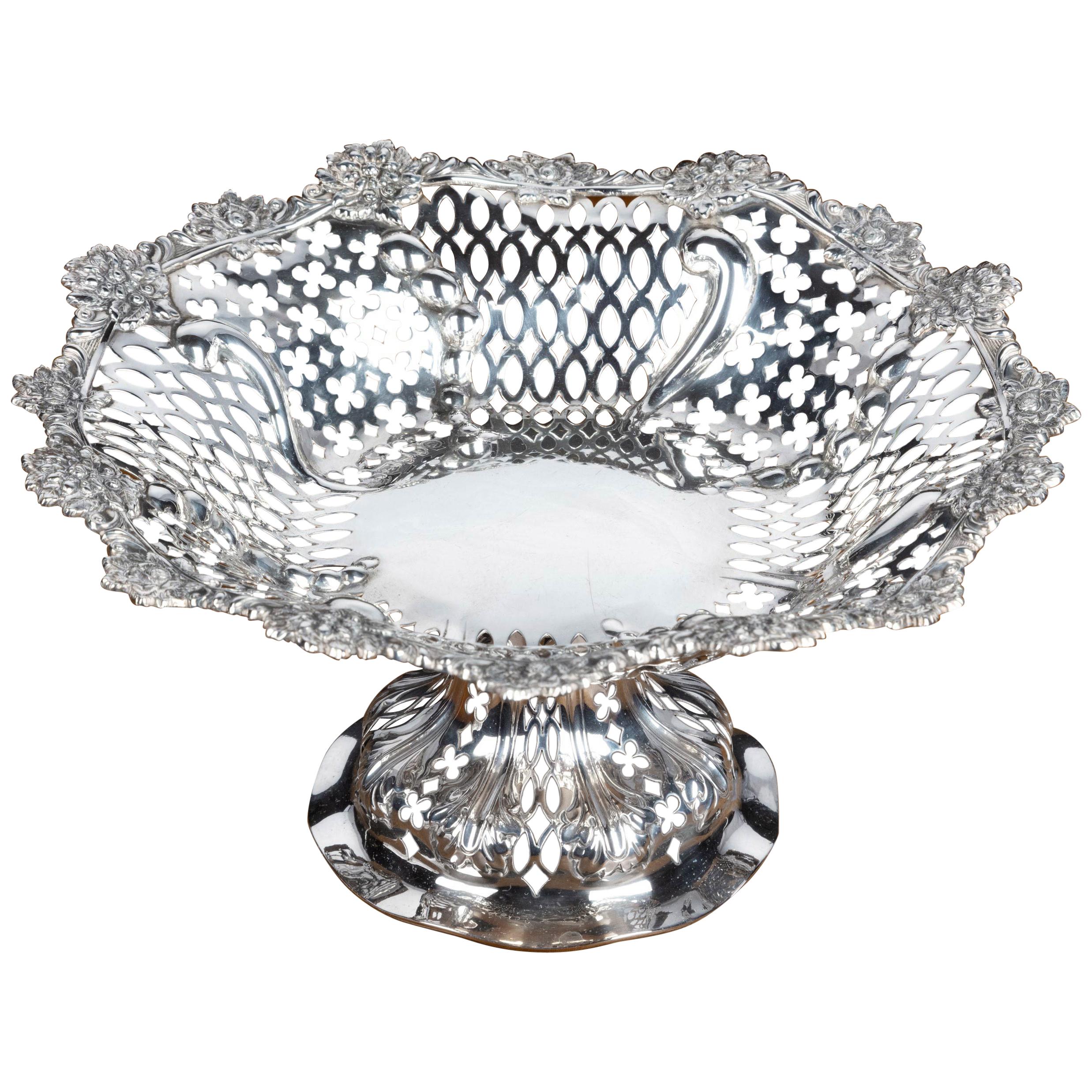 Beautifully Pierced Late 19th Century Bowl on a High Central Stem