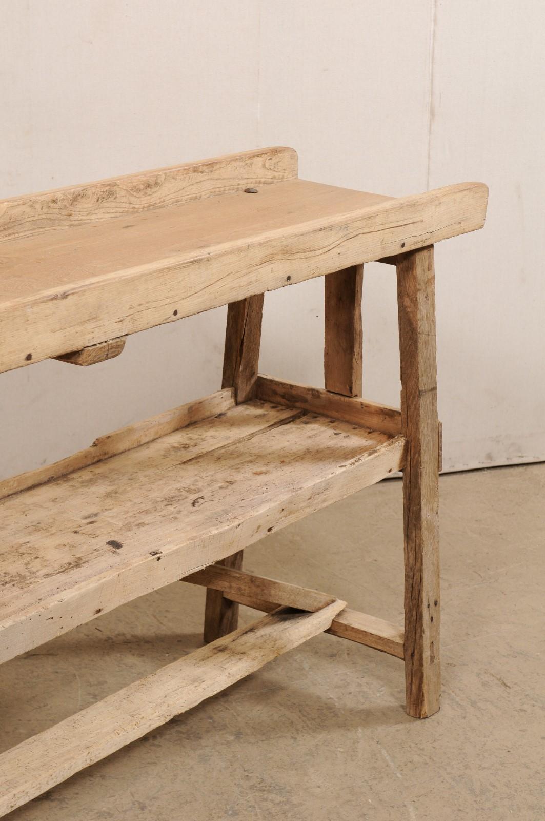 20th Century Beautifully Rustic Spanish Two-Tiered Wooden Antique Table For Sale